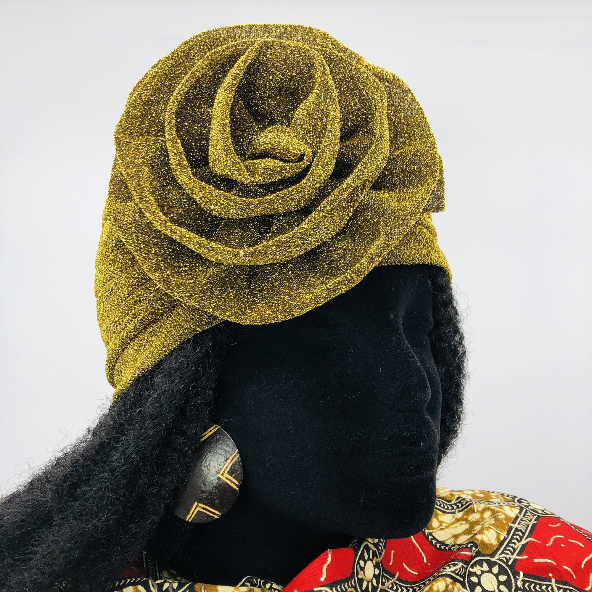 Ruva ready-tied shimmer headwrap - gold - Image 3