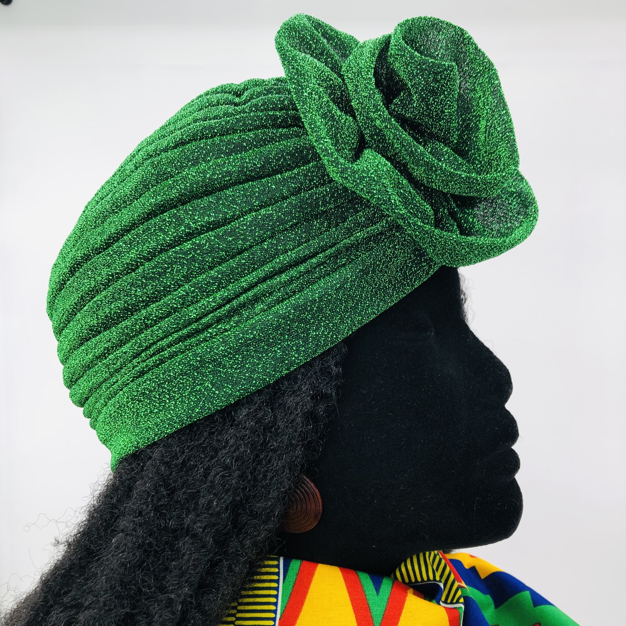Ruva ready-tied shimmer headwrap - green