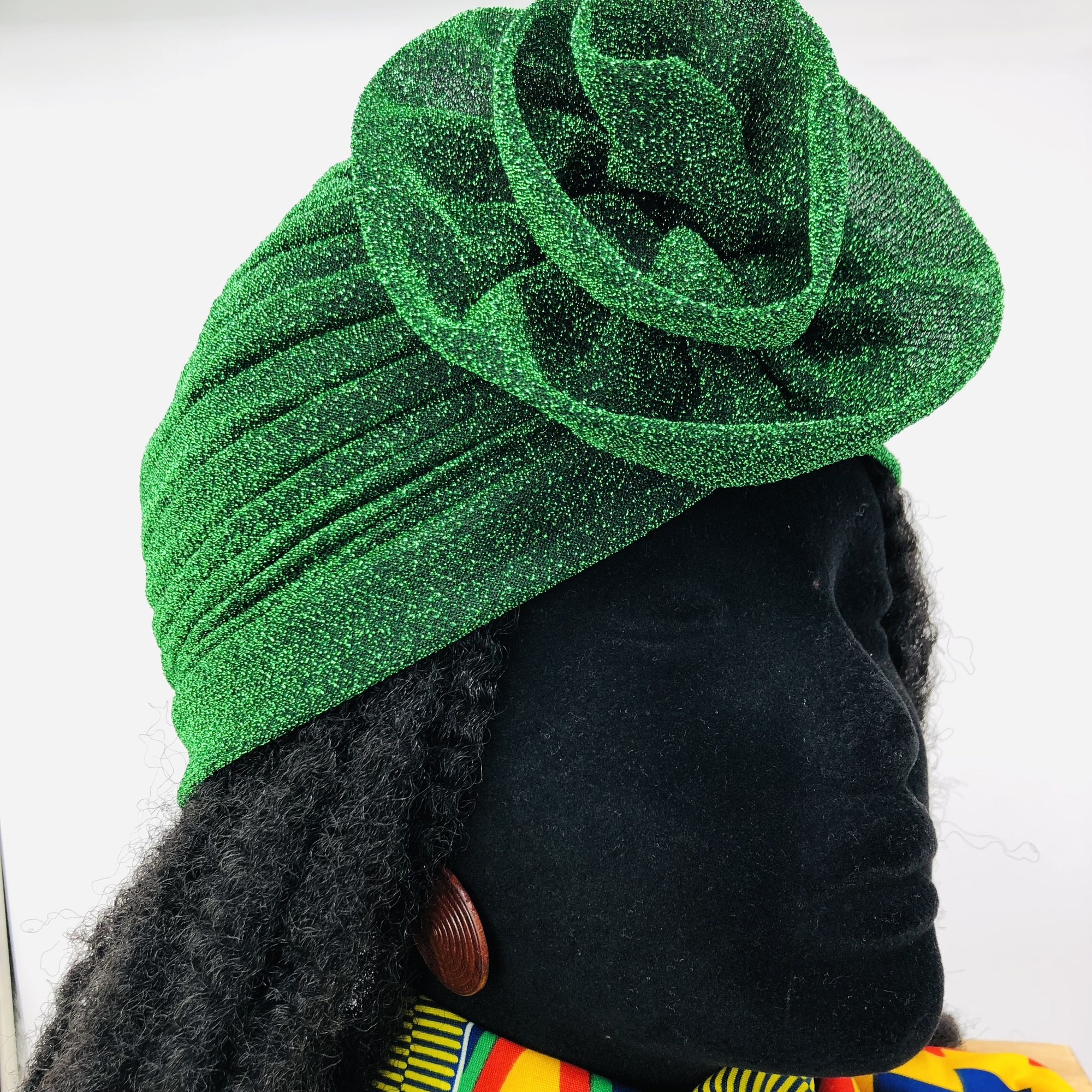 Ruva ready-tied shimmer headwrap - green - Image 3