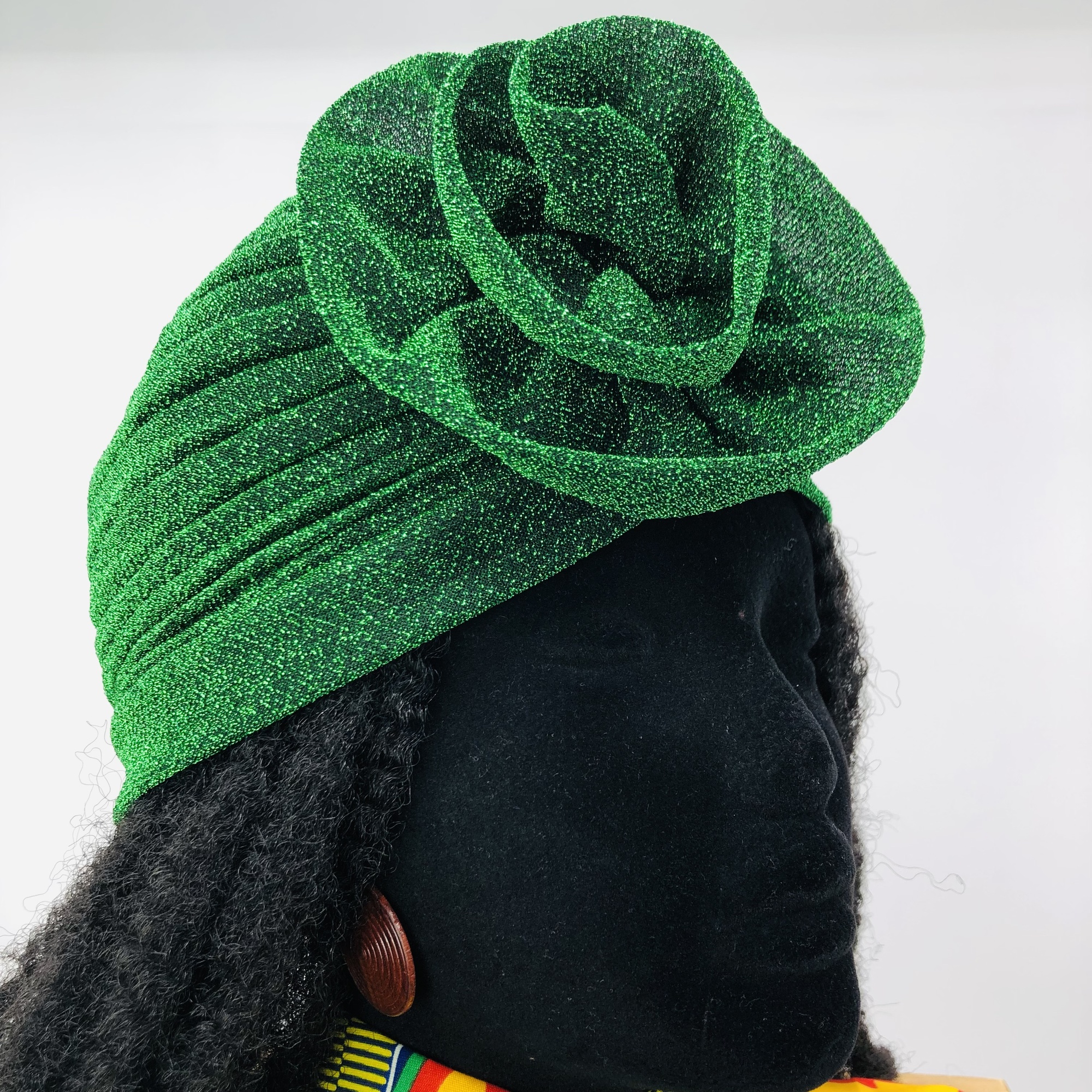 Ruva ready-tied shimmer headwrap - green - Image 4