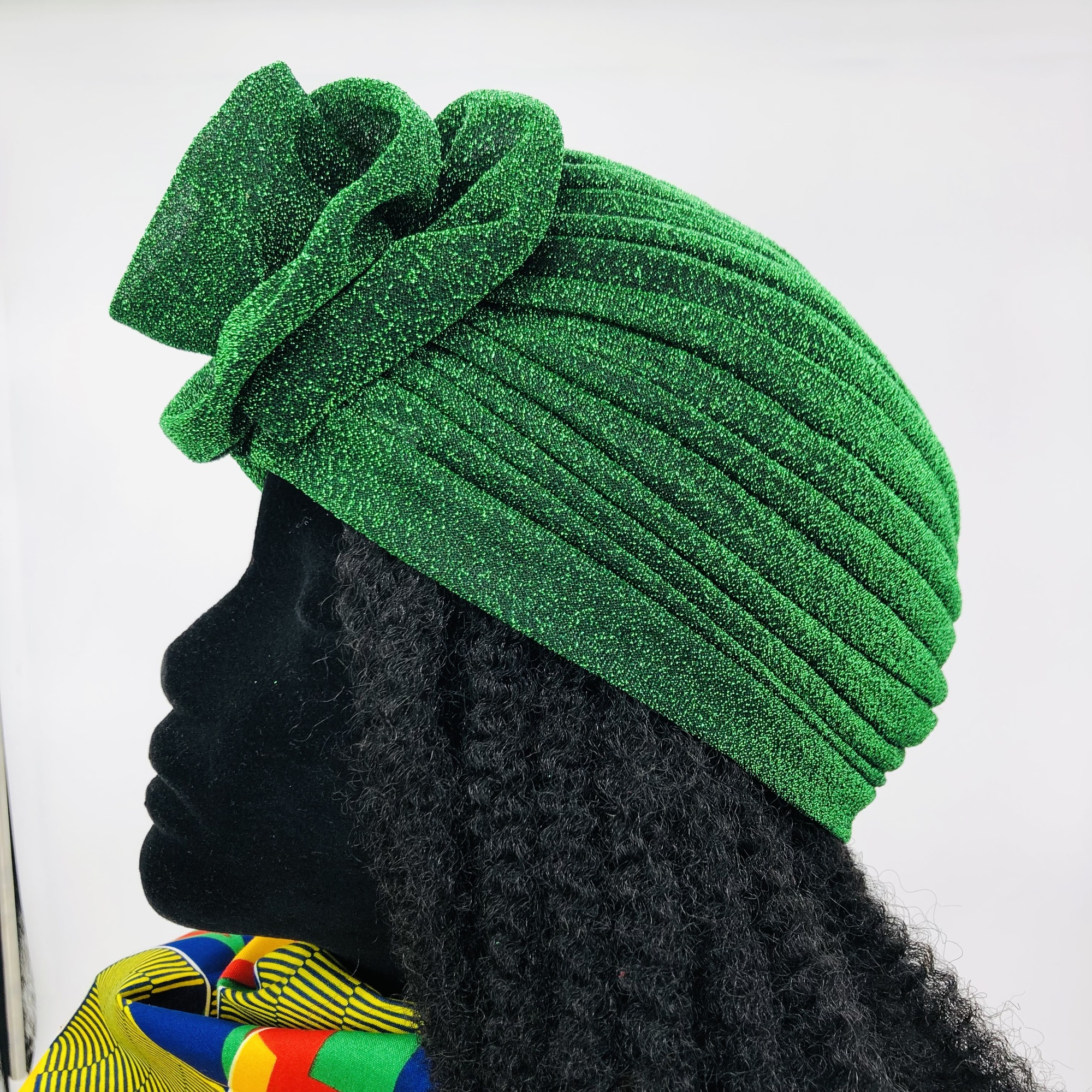 Ruva ready-tied shimmer headwrap - green - Image 6