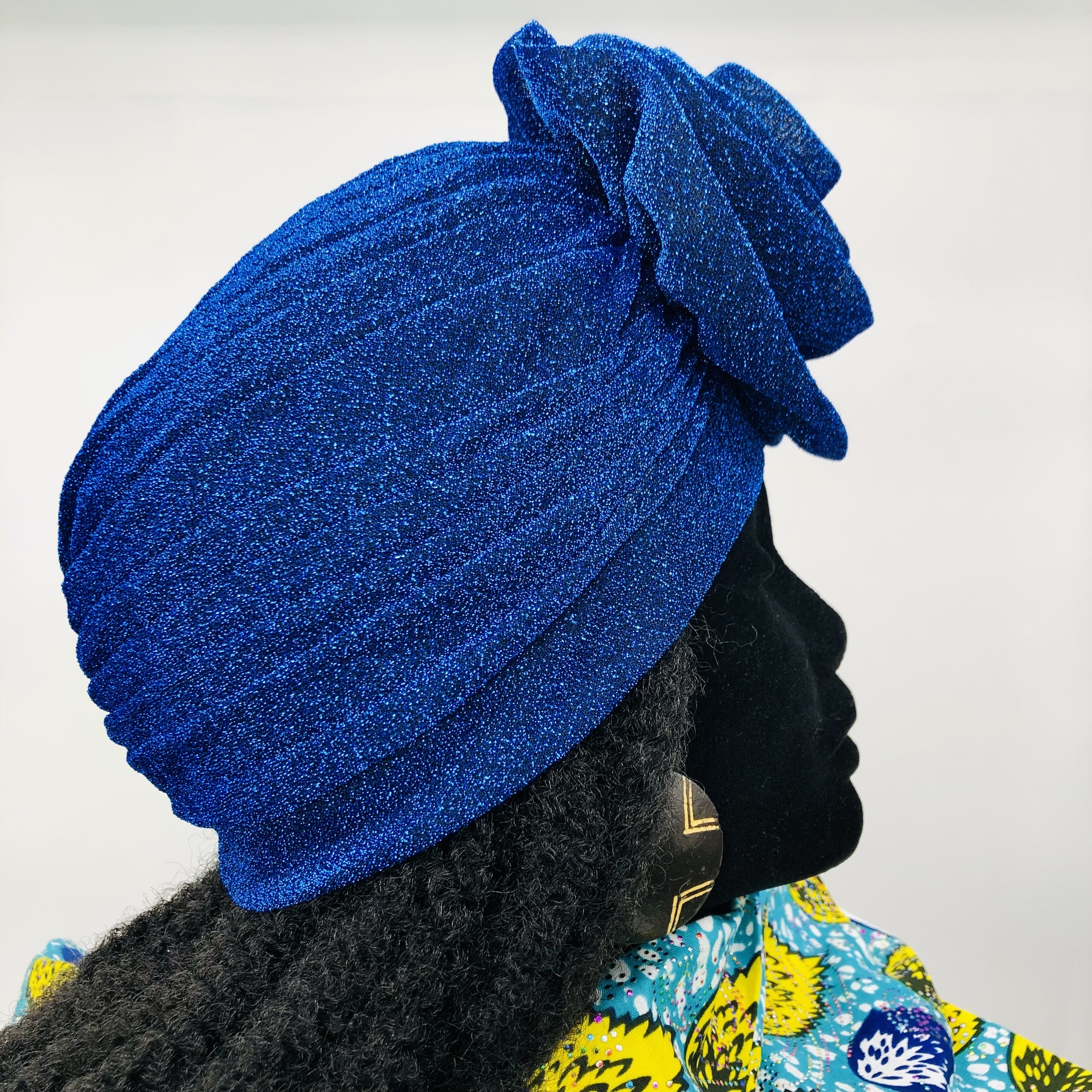Ruva ready-tied shimmer headwrap - navy blue - Image 4