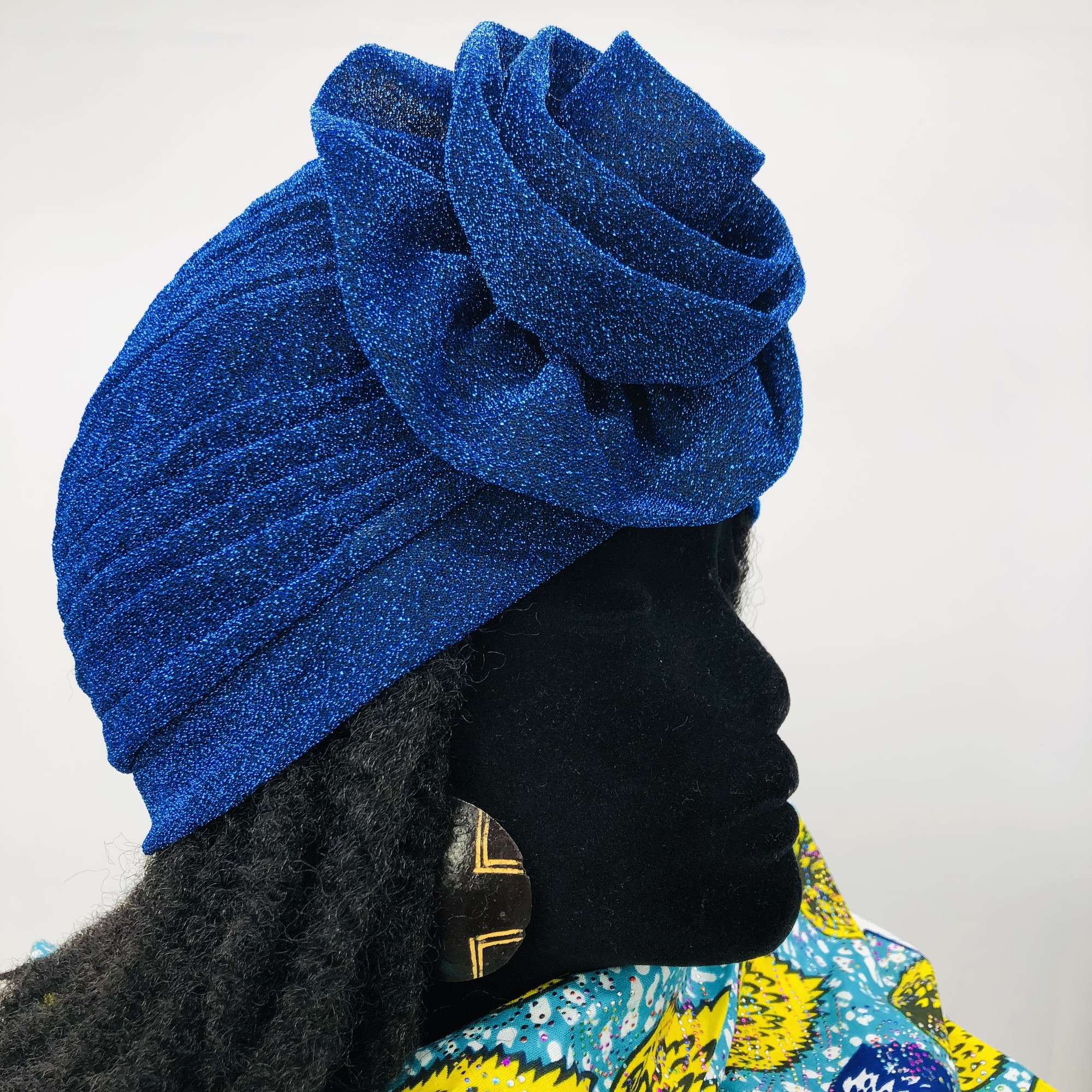 Ruva ready-tied shimmer headwrap - navy blue
