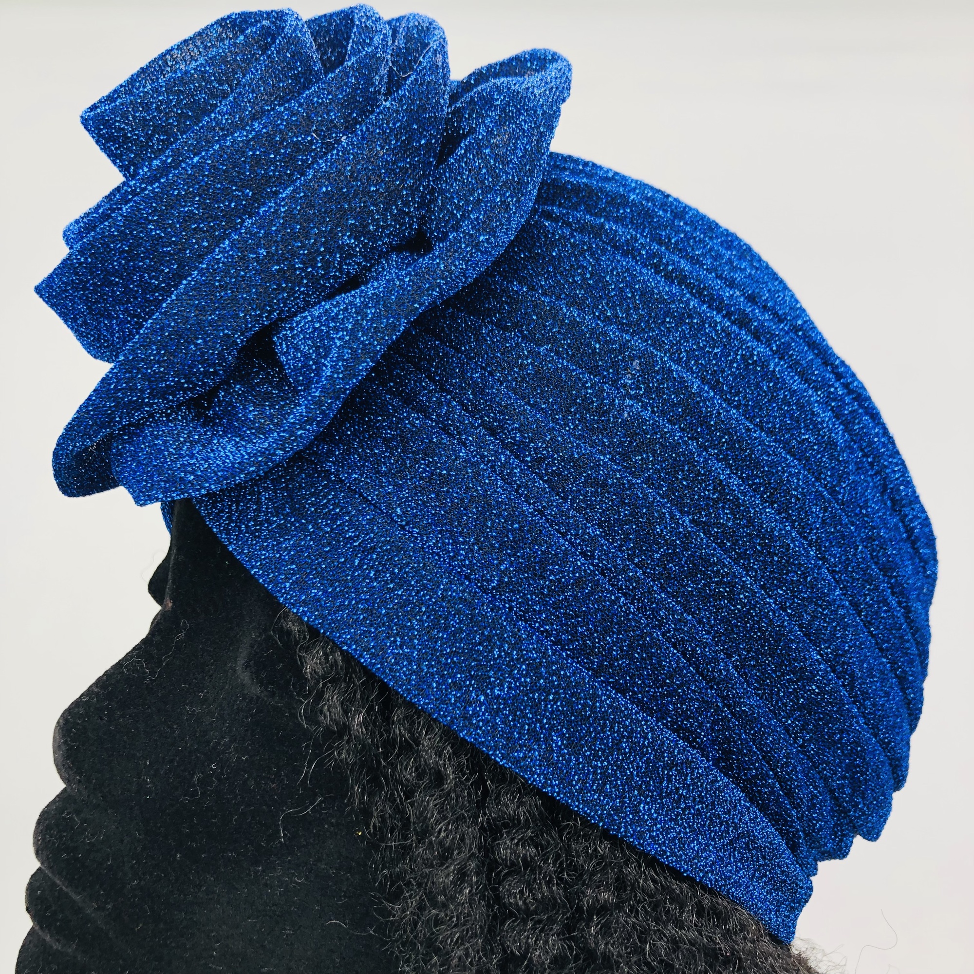 Ruva ready-tied shimmer headwrap - navy blue - Image 6