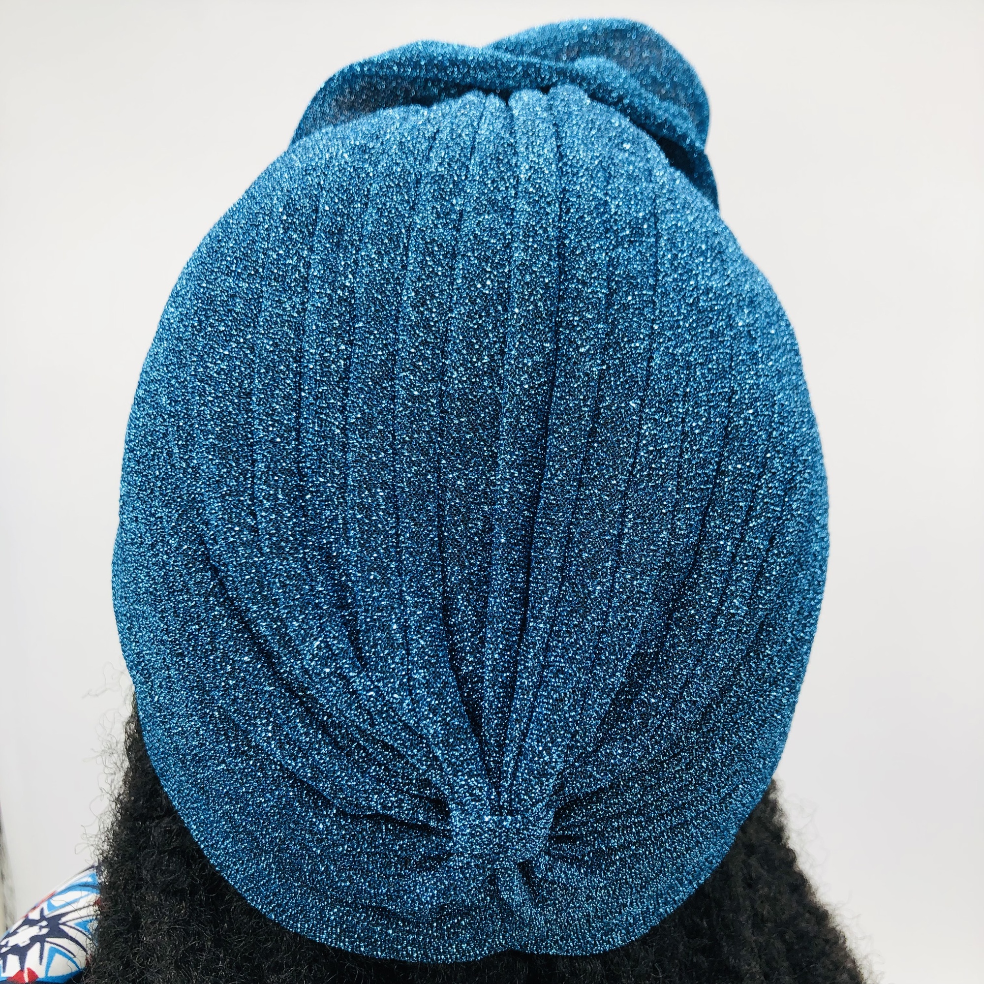 Ruva ready-tied shimmer headwrap - ocean blue - Image 2