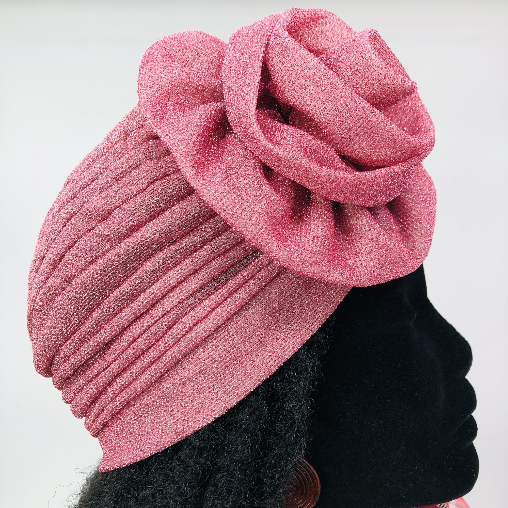Ruva ready-tied shimmer headwrap - pink - Image 2