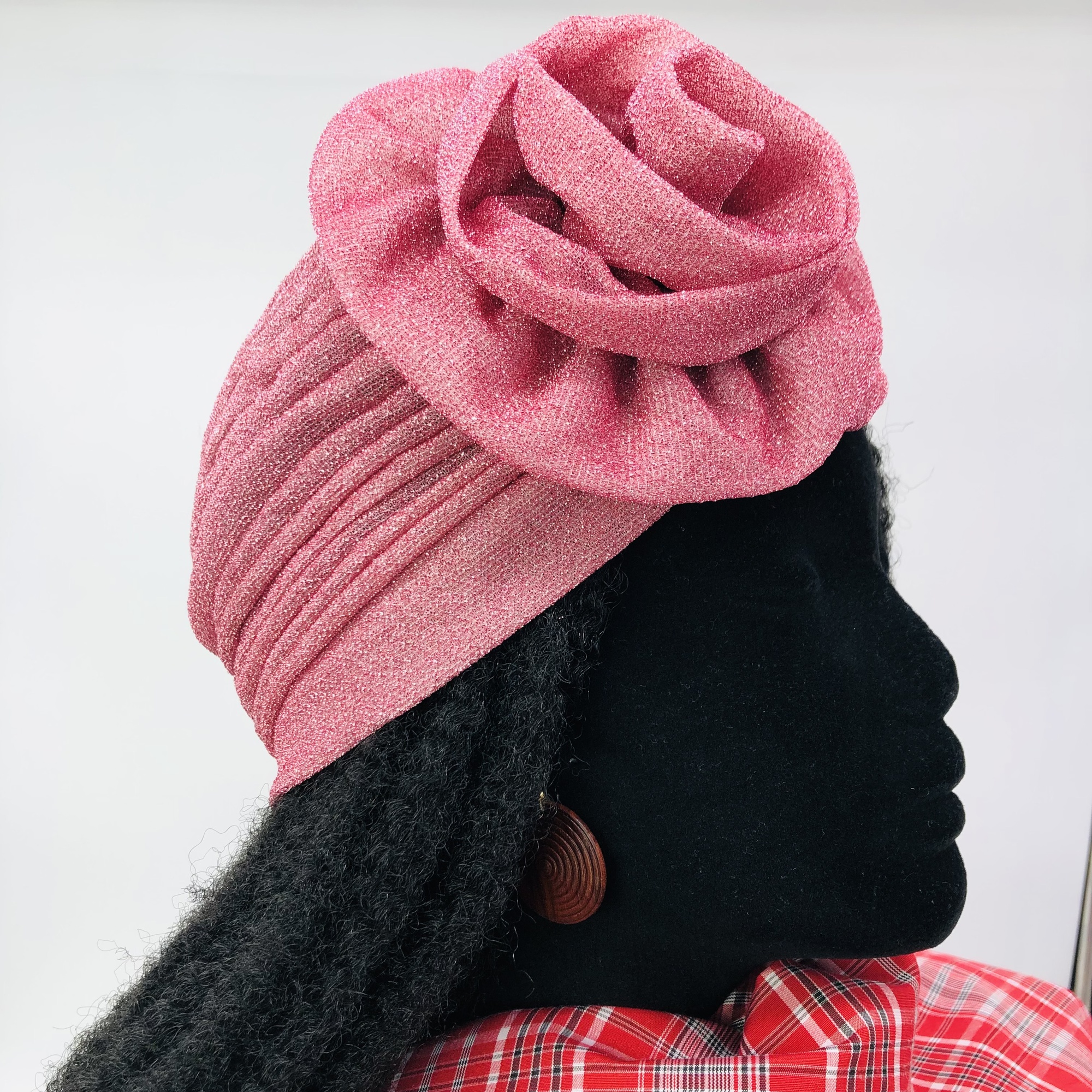 Ruva ready-tied shimmer headwrap - pink
