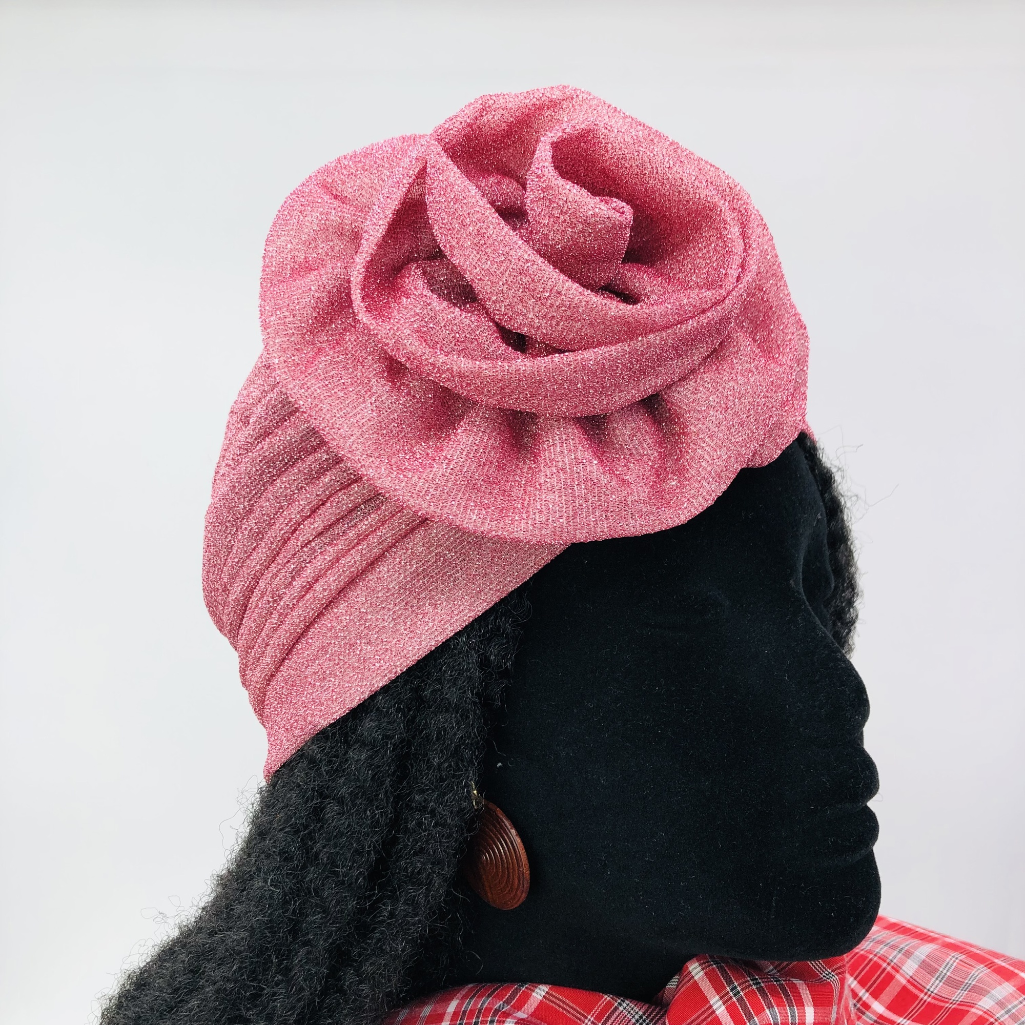 Ruva ready-tied shimmer headwrap - pink - Image 4