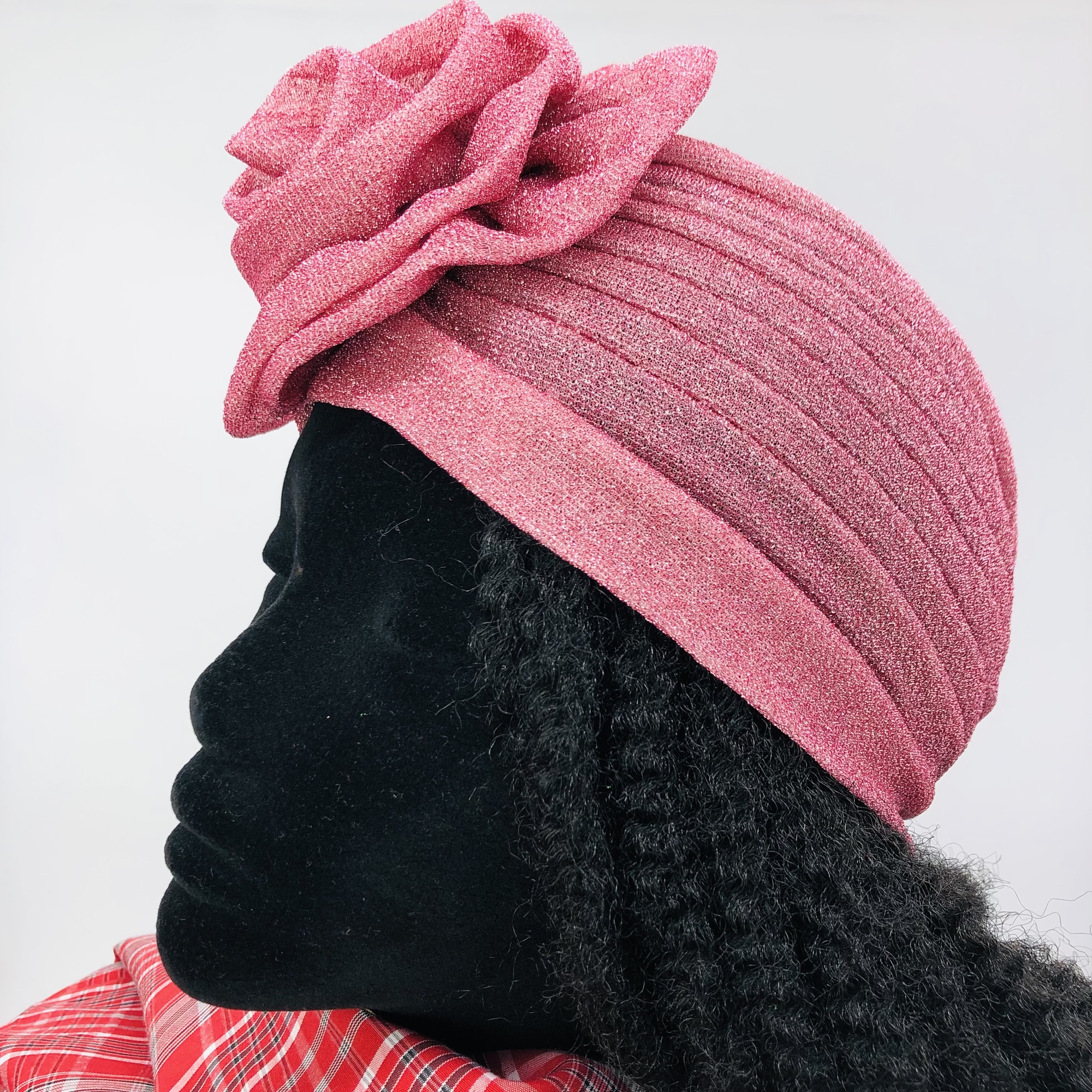 Ruva ready-tied shimmer headwrap - pink - Image 6