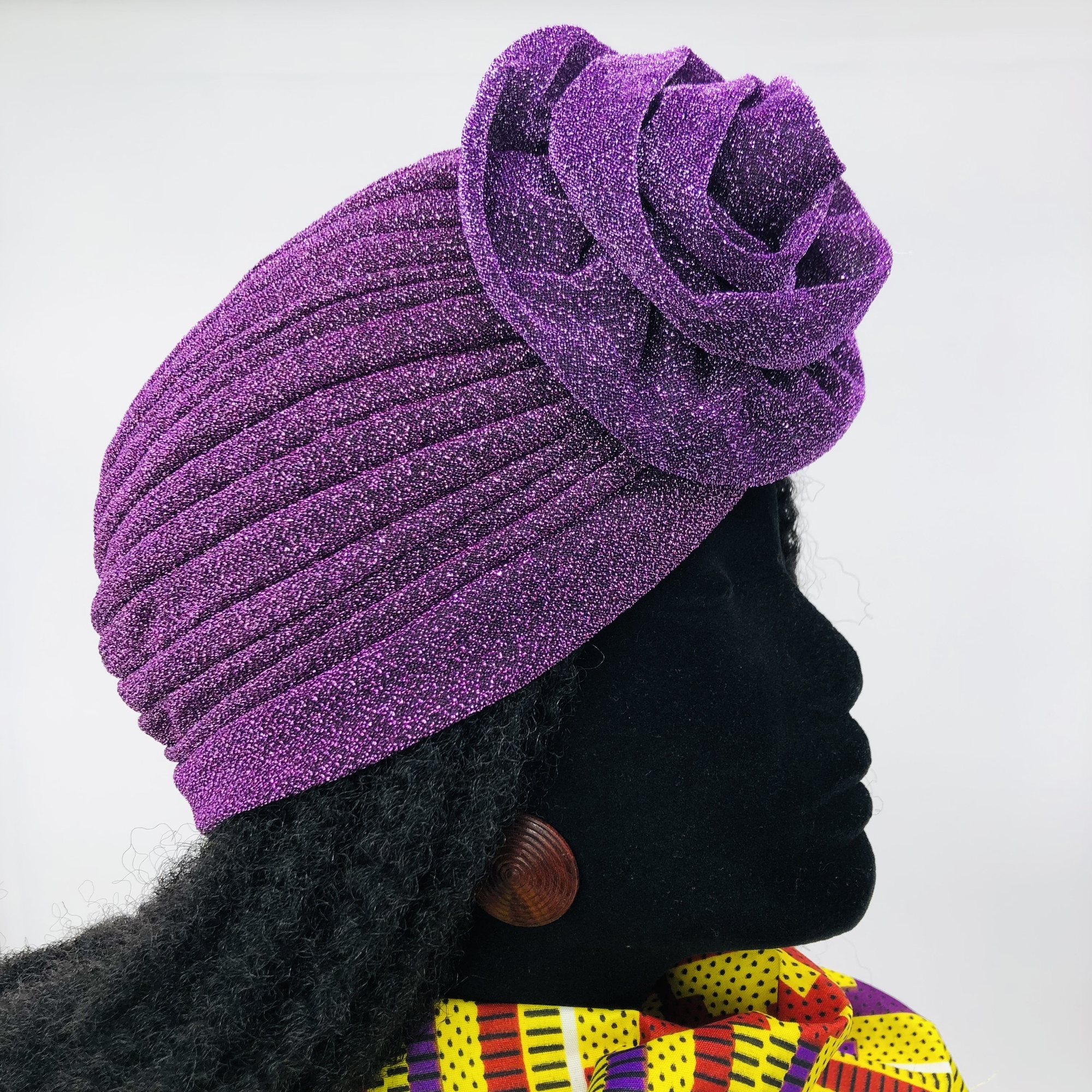Ruva ready-tied shimmer headwrap purple