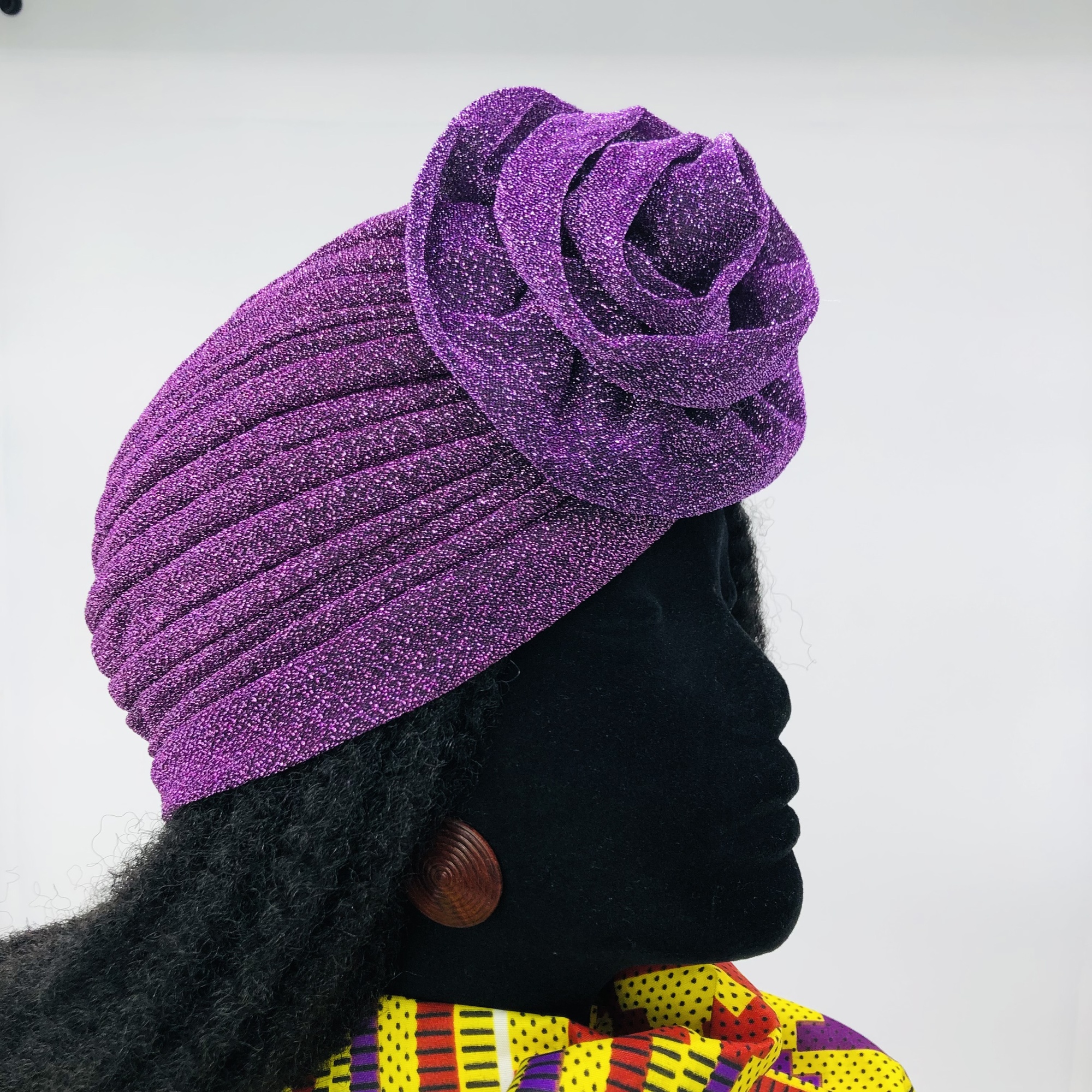 Ruva ready-tied shimmer headwrap purple - Image 7
