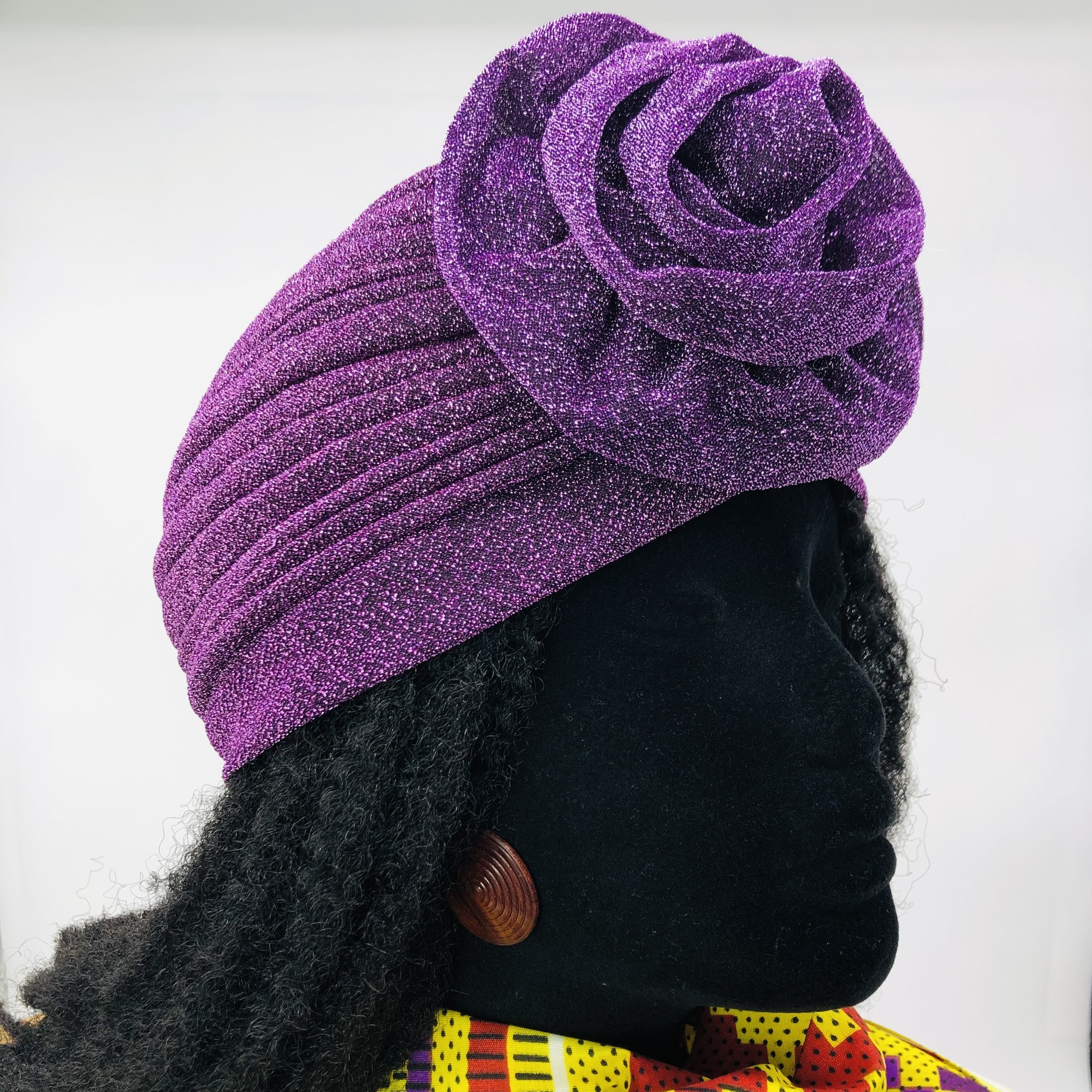 Ruva ready-tied shimmer headwrap purple - Image 3