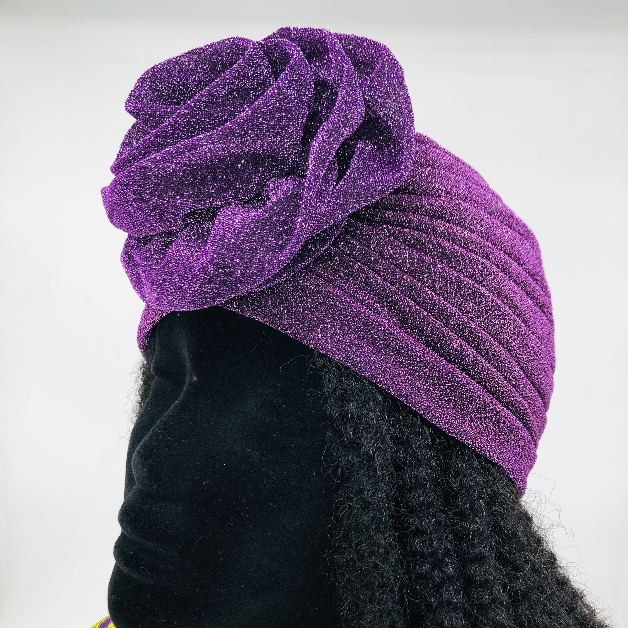 Ruva ready-tied shimmer headwrap purple - Image 4