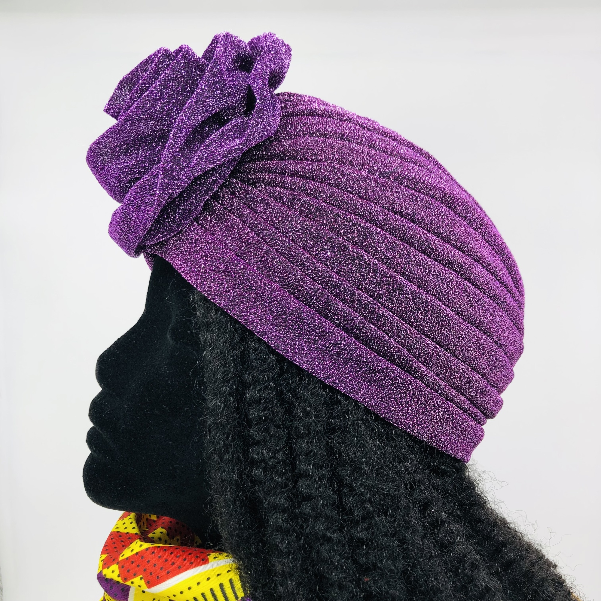 Ruva ready-tied shimmer headwrap purple - Image 5
