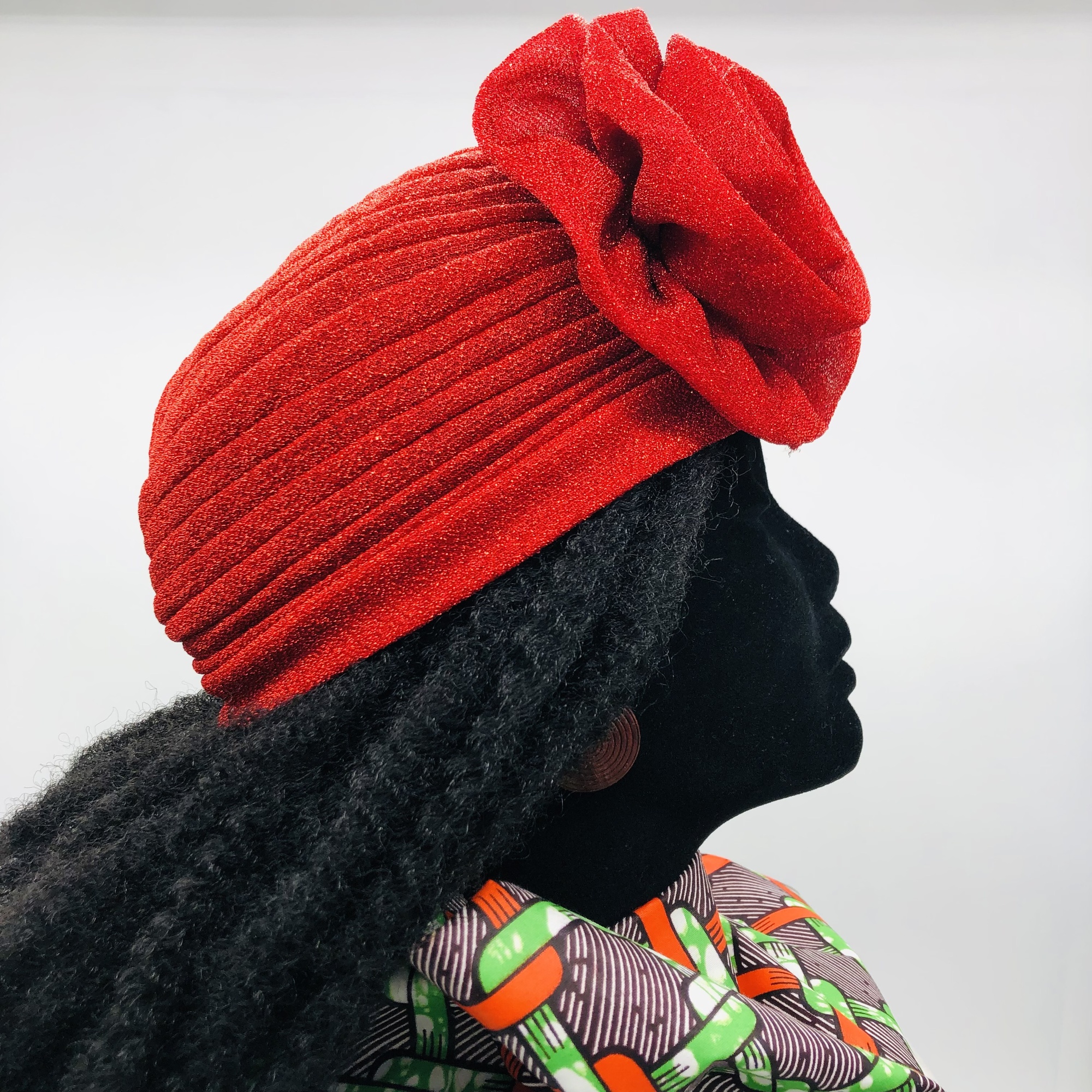 Ruva ready-tied shimmer headwrap - red - Image 7