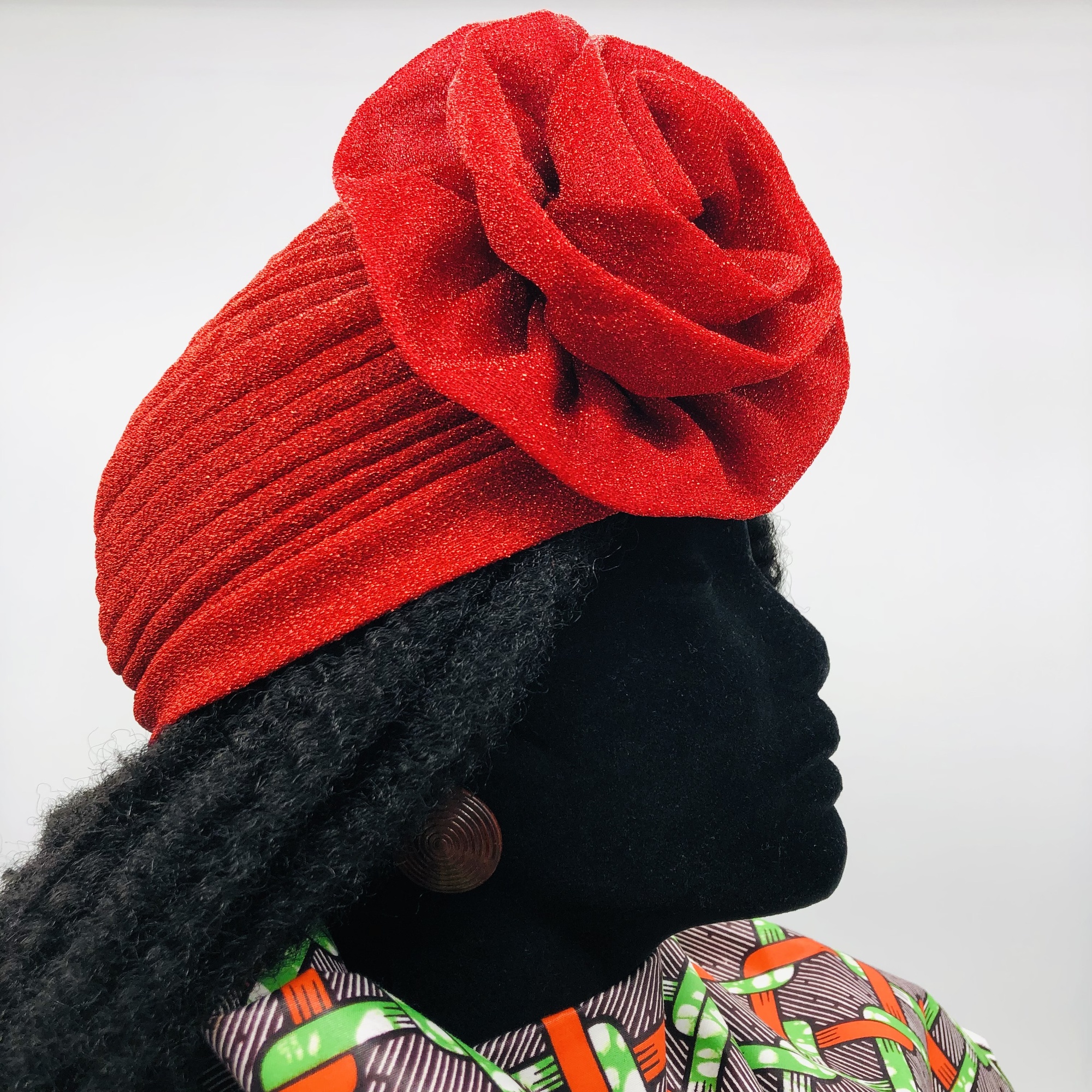 Ruva ready-tied shimmer headwrap - red - Image 8