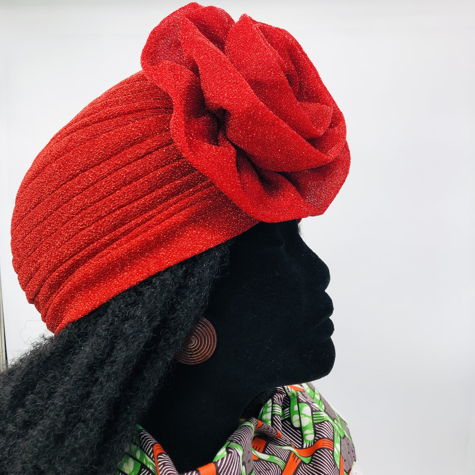 Ruva ready-tied shimmer headwrap - red