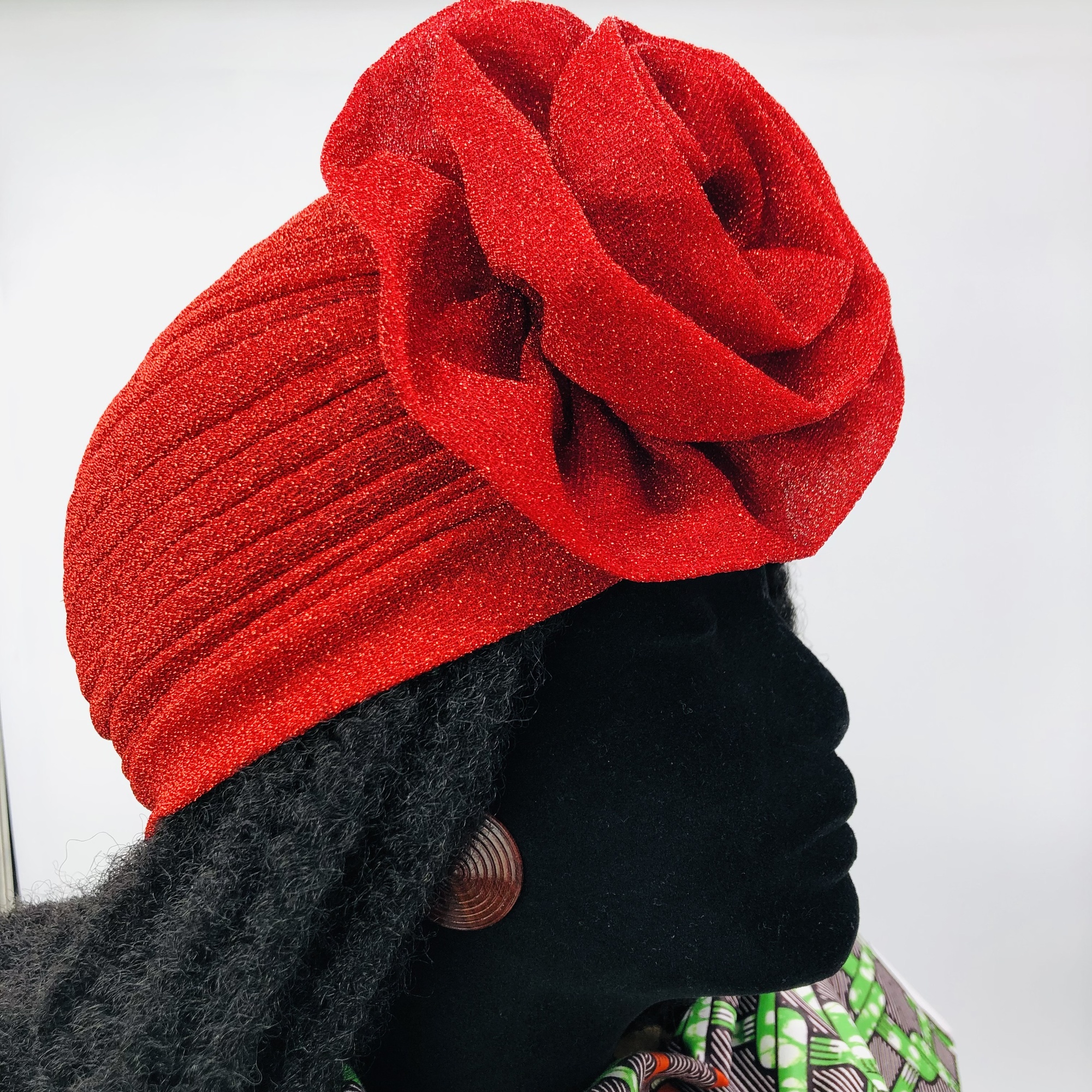 Ruva ready-tied shimmer headwrap - red - Image 4