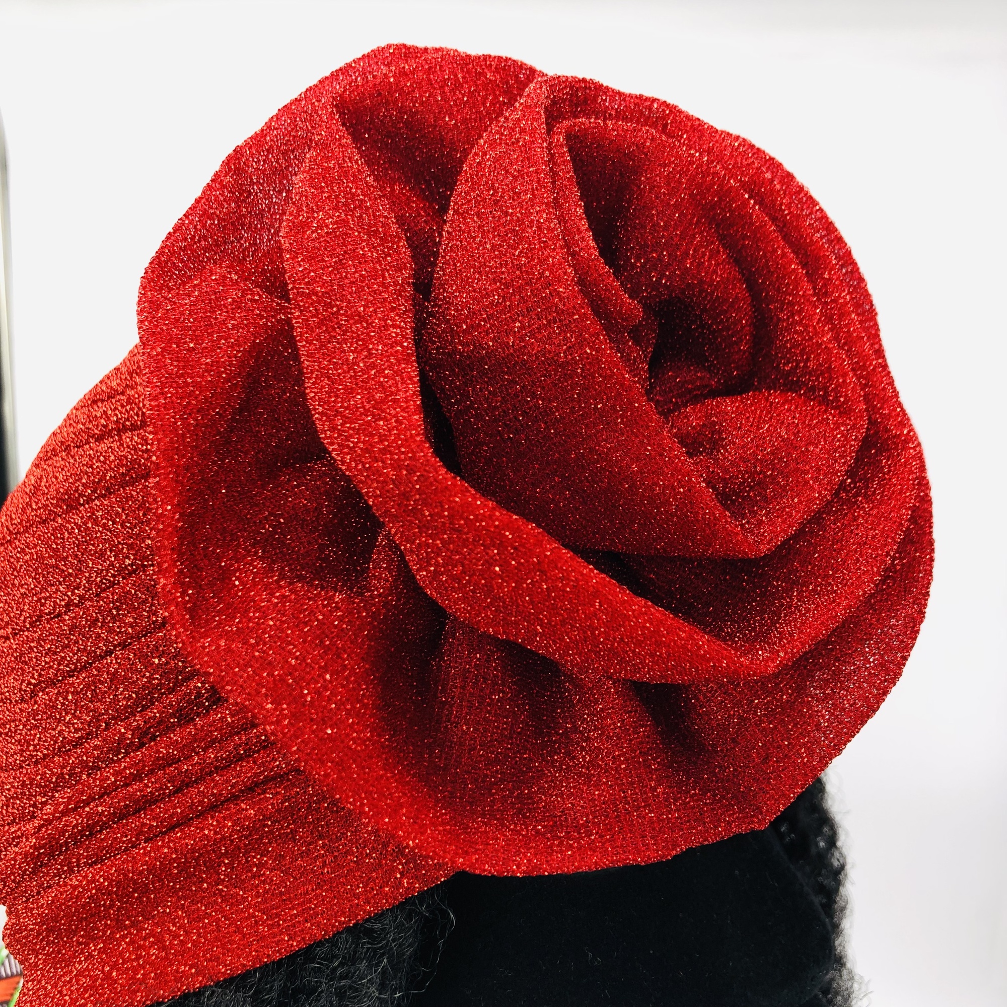 Ruva ready-tied shimmer headwrap - red - Image 6