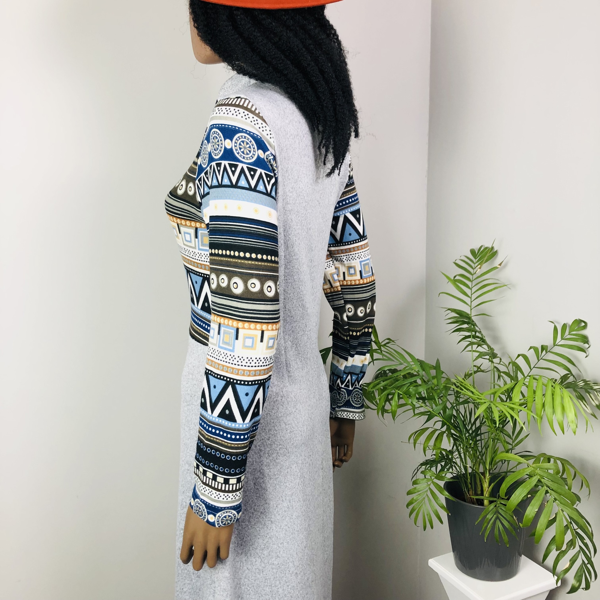 Mabwe African Print Chevron Turtleneck Midi Dress - Image 6