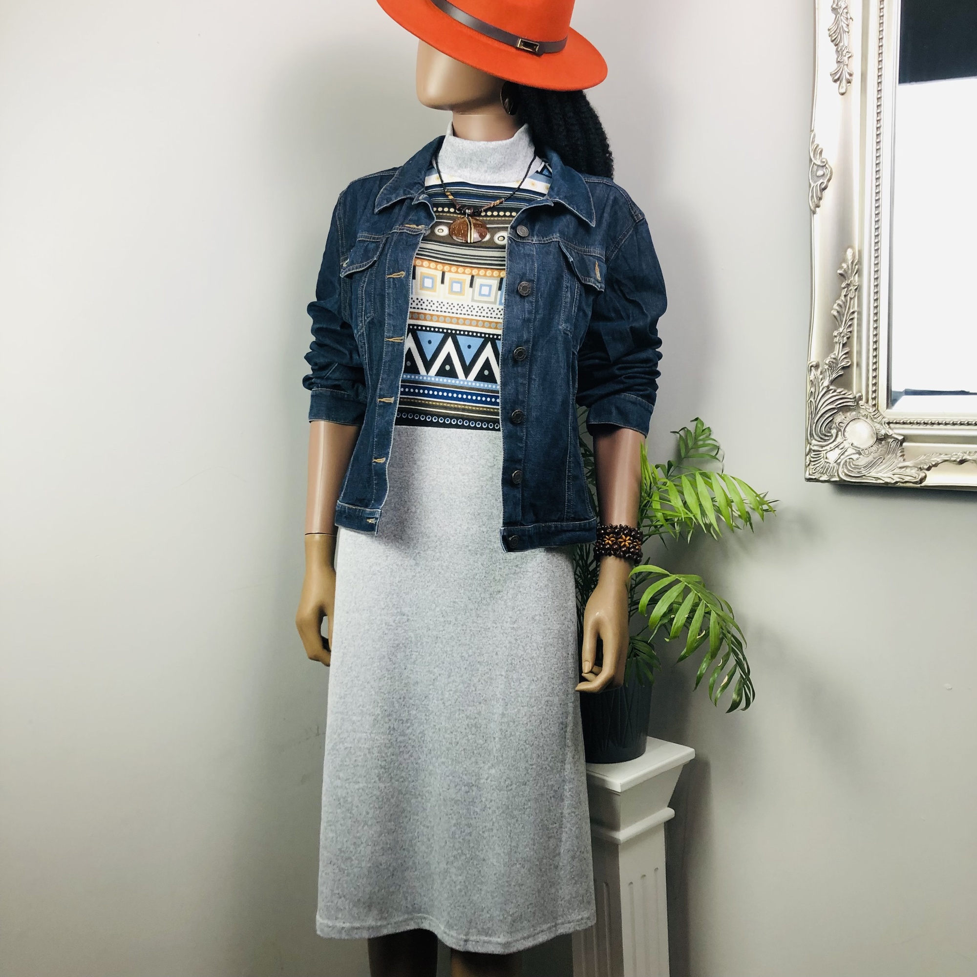 Mabwe African Print Chevron Turtleneck Midi Dress - Image 4