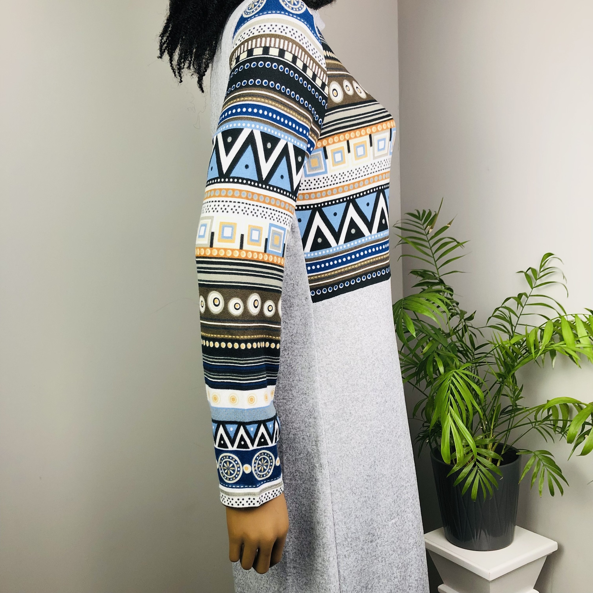 Mabwe African Print Chevron Turtleneck Midi Dress - Image 14