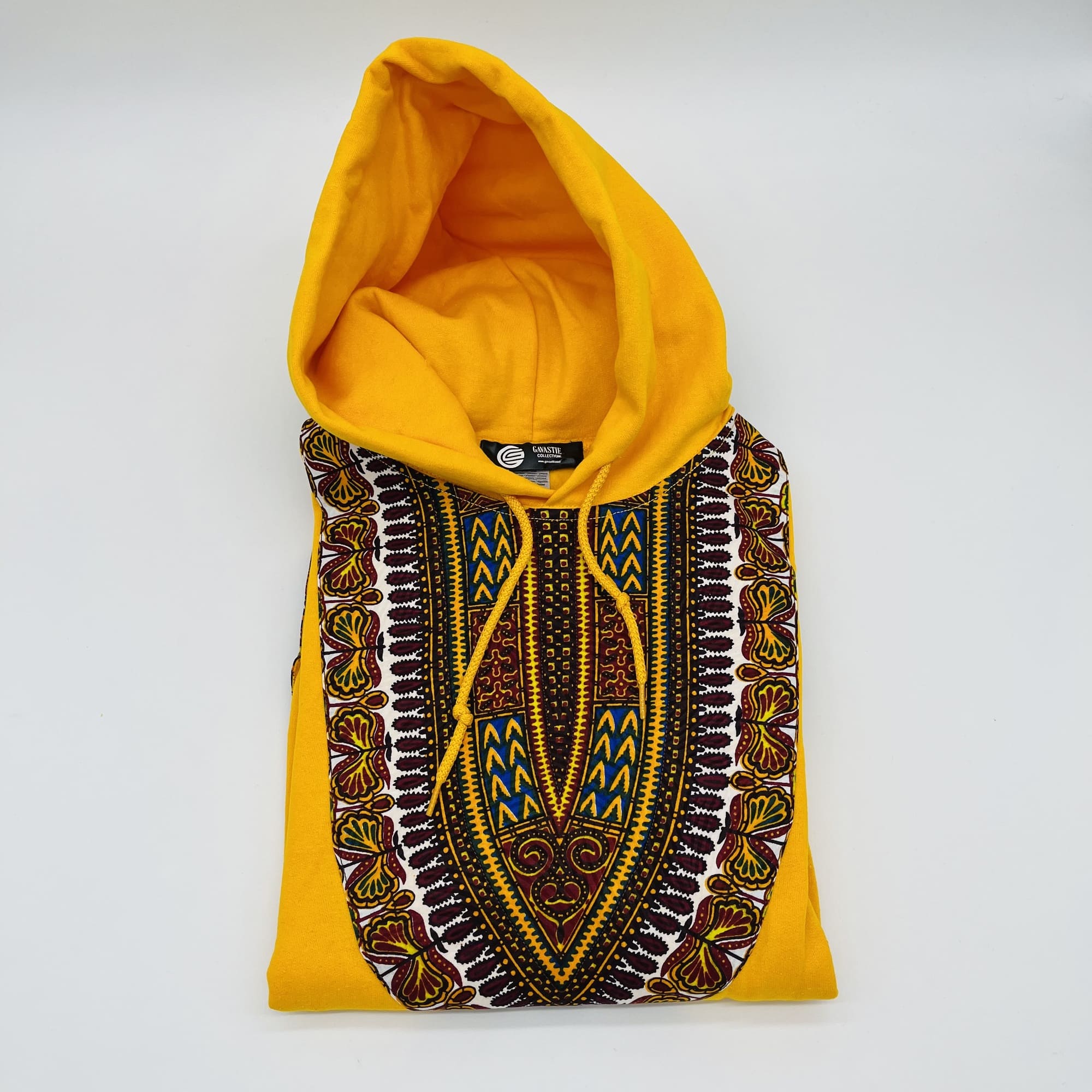 Dashiki African Print Hoodie Yellow Gold Boho Festival Men's Sweatshirt - Image 7