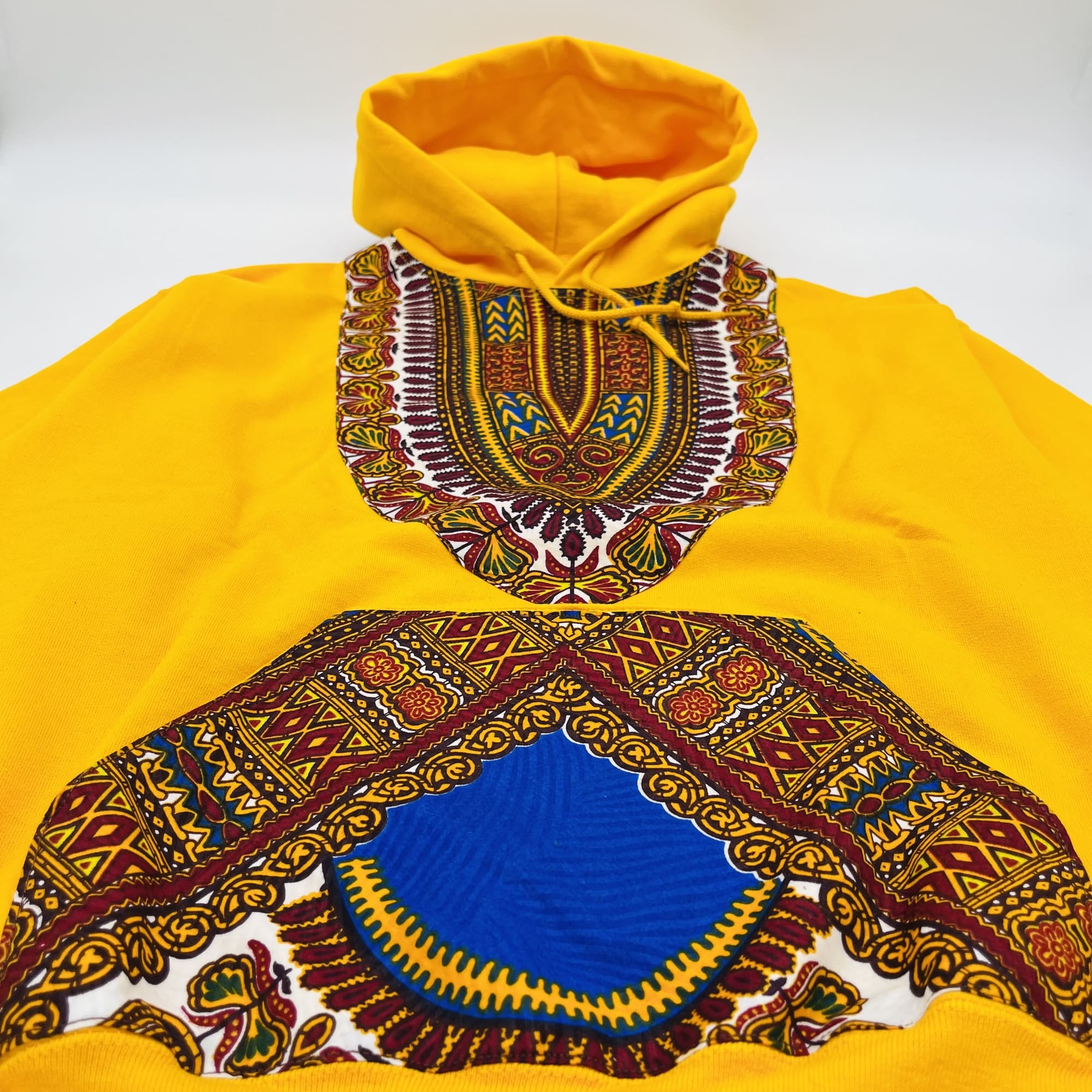 Dashiki African Print Hoodie Yellow Gold Boho Festival Men's Sweatshirt - Image 6