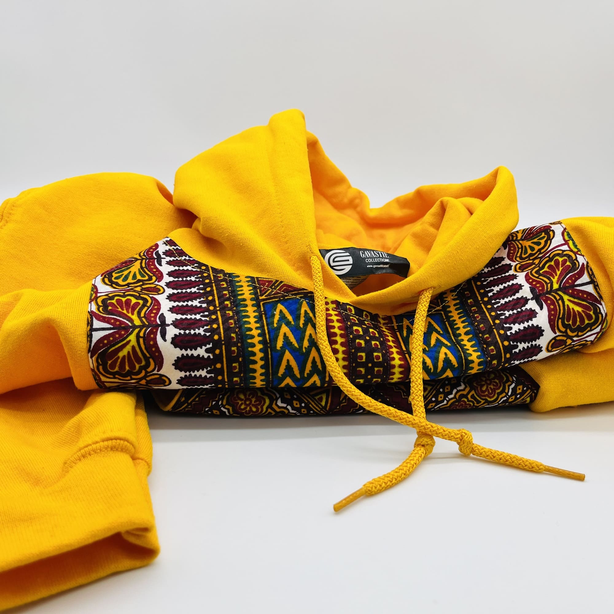 Dashiki African Print Hoodie Yellow Gold Boho Festival Men's Sweatshirt - Image 5
