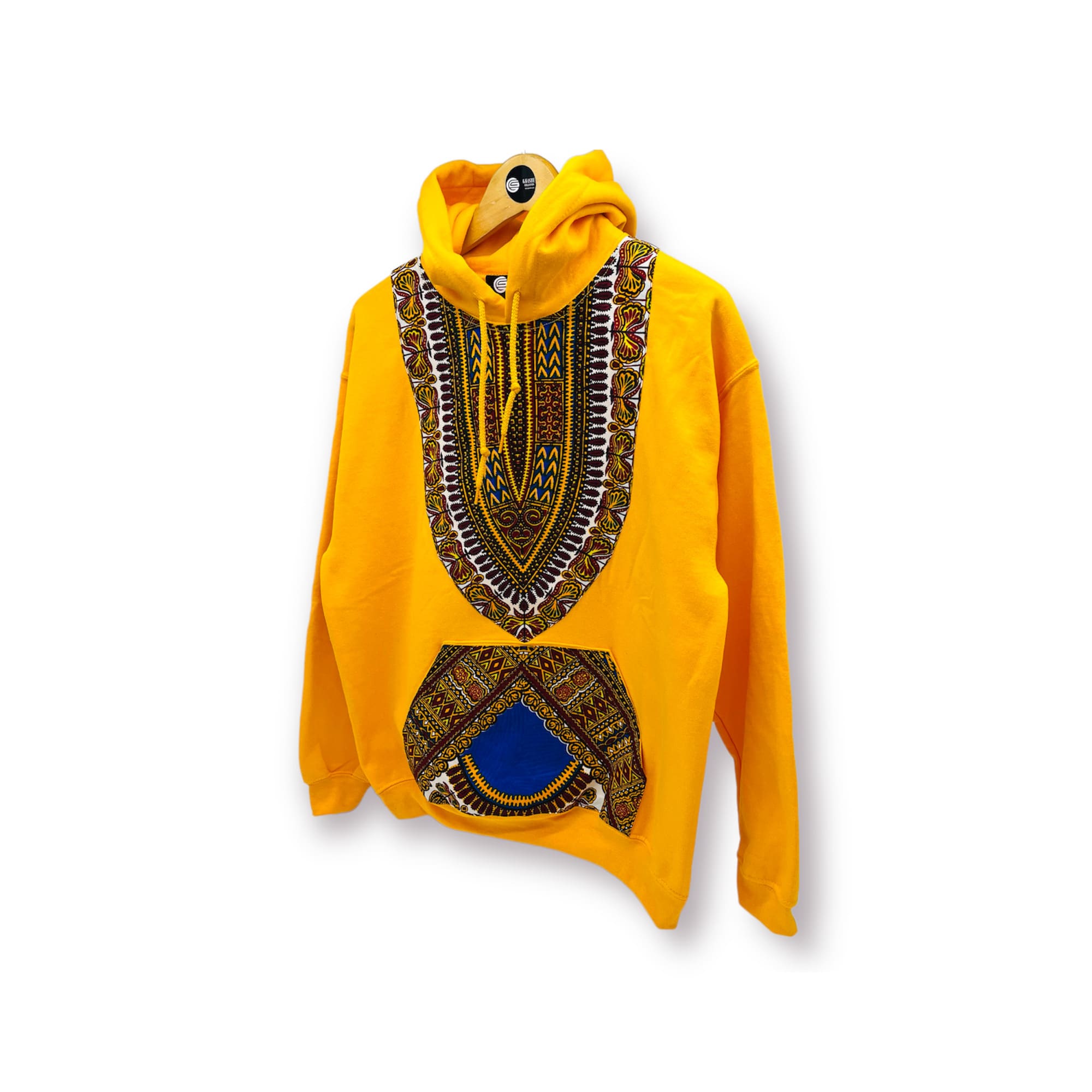 Dashiki African Print Hoodie Yellow Gold Boho Festival Men's Sweatshirt - Image 3