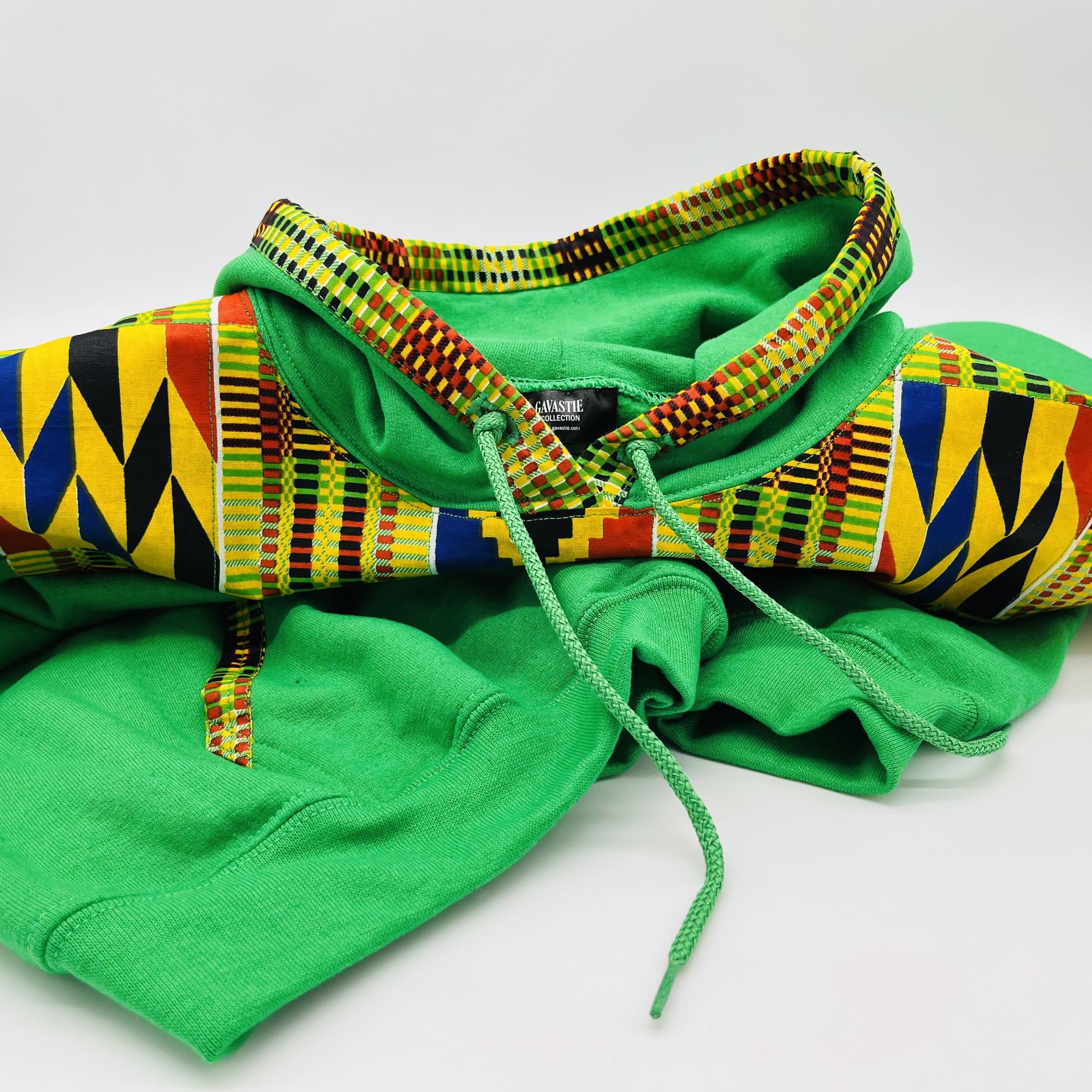 Kente African Print Hoodie Green Boho Men's Heavy Blend Sweatshirt - Image 7