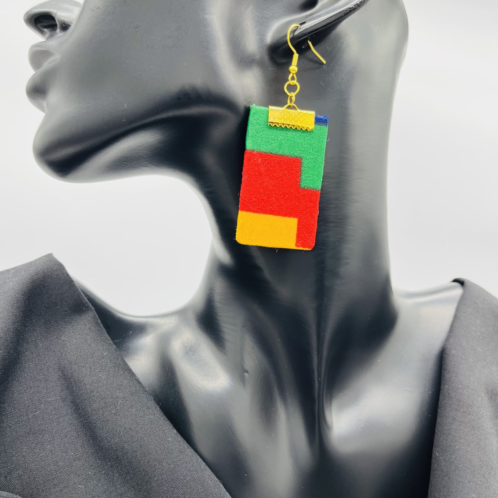 Chikumi African Kente Maasai Style Double Layer Boho Necklace Neck-ring and Matching Earrings - Image 4