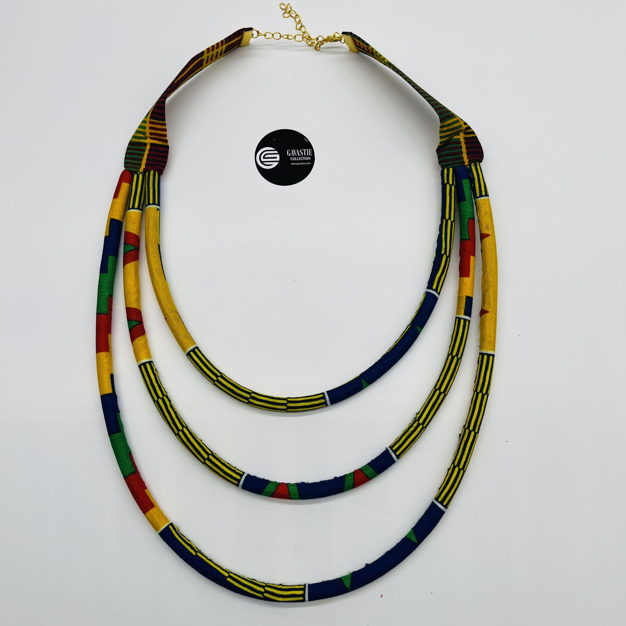 Chikumi African Kente Maasai Style Double Layer Boho Necklace Neck-ring and Matching Earrings - Image 10