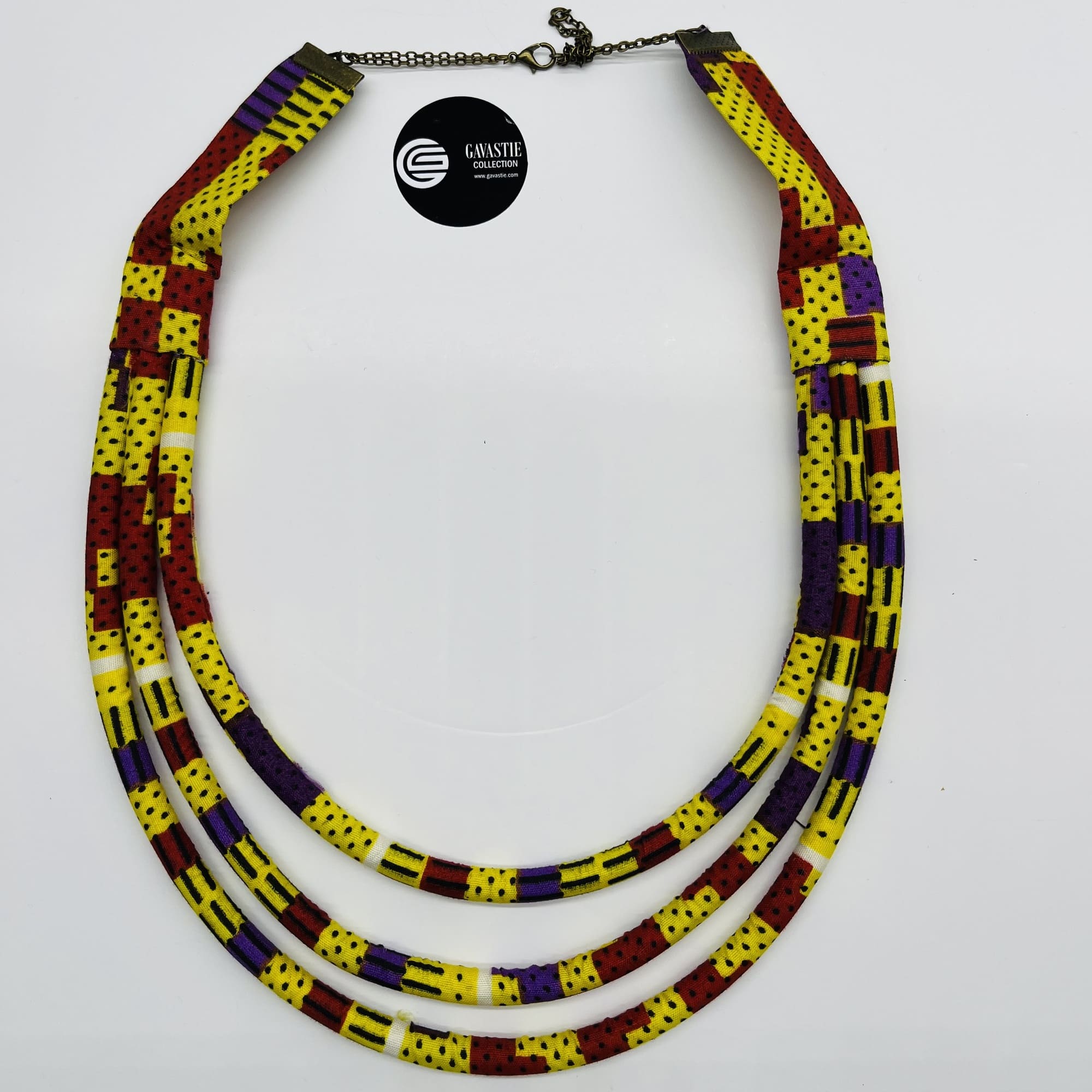 Matatu African Kente Maasai Style Boho Triple Layer Necklace Neck-ring with Matching Earrings - Image 8