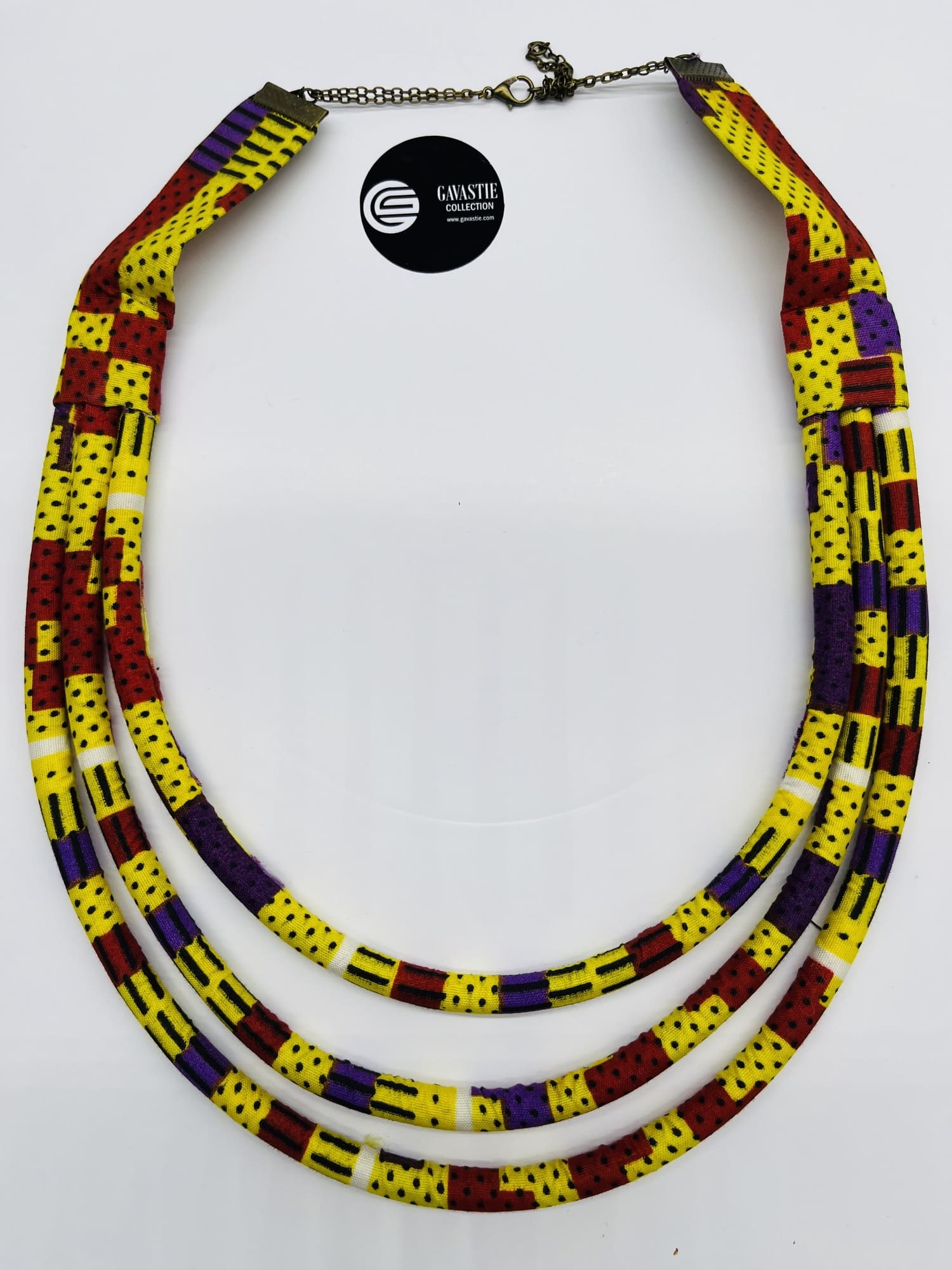 Matatu African Kente Maasai Style Boho Triple Layer Necklace Neck-ring with Matching Earrings - Image 9