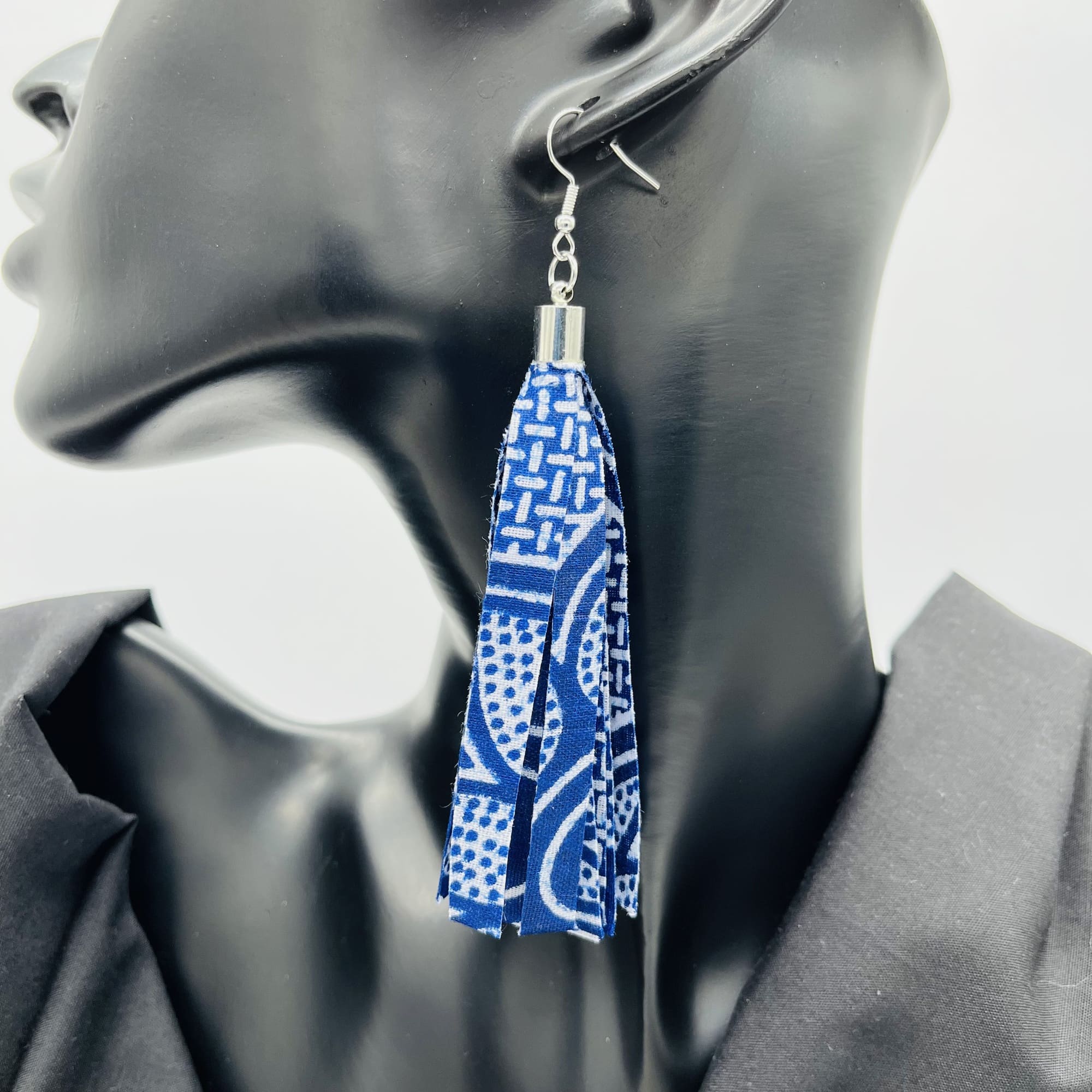 Nyamavhuvhu Double Layer African Maasai Style Boho Necklace/Headband Neck-ring and Tassel Earring Set - Image 9