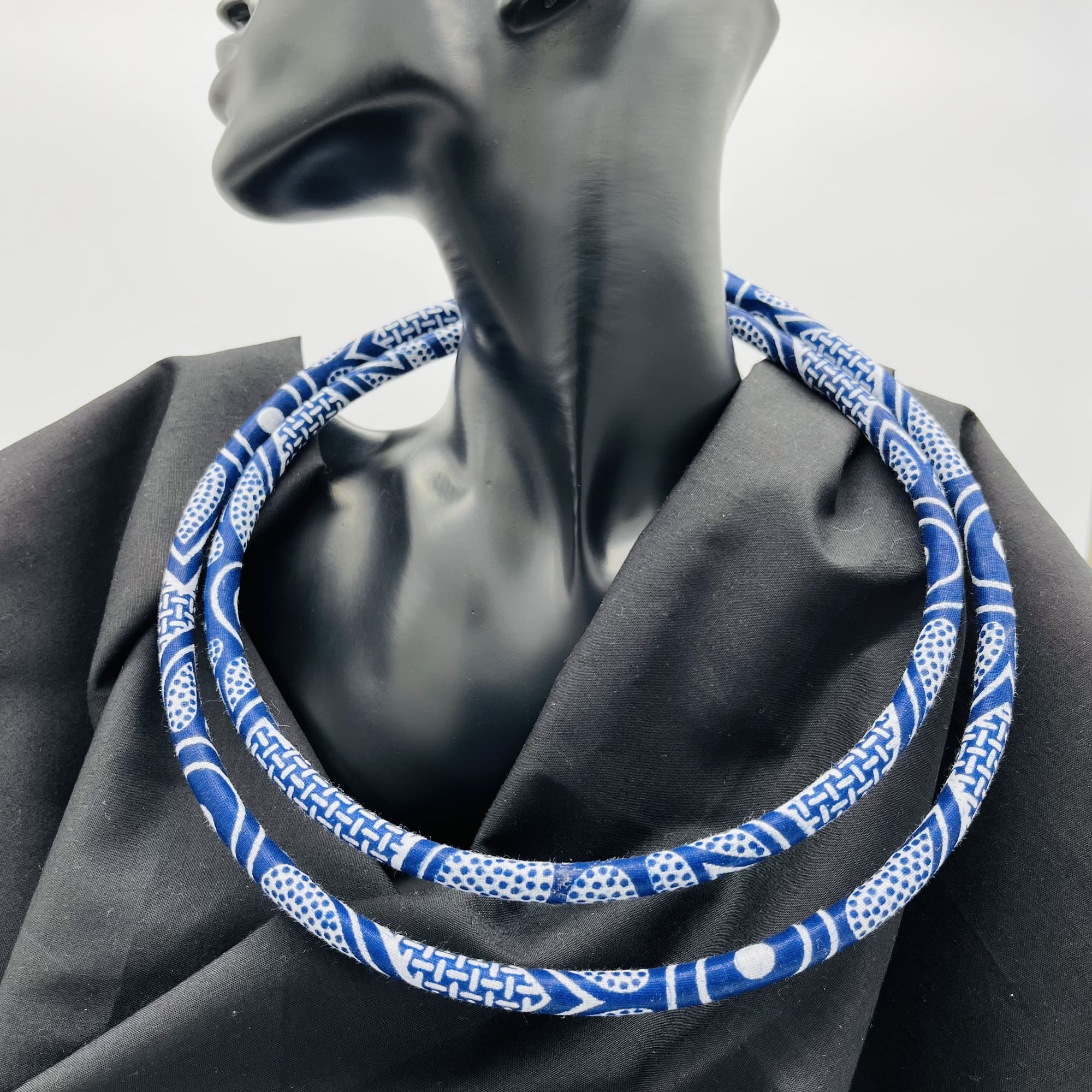 Nyamavhuvhu Double Layer African Maasai Style Boho Necklace/Headband Neck-ring and Tassel Earring Set - Image 8