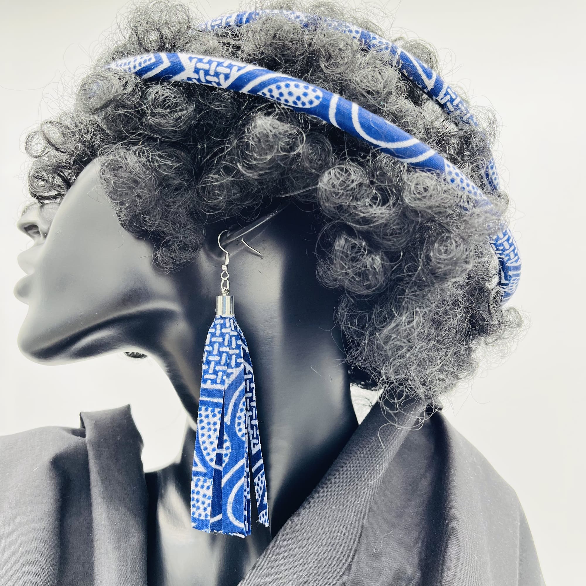 Nyamavhuvhu Double Layer African Maasai Style Boho Necklace/Headband Neck-ring and Tassel Earring Set - Image 6