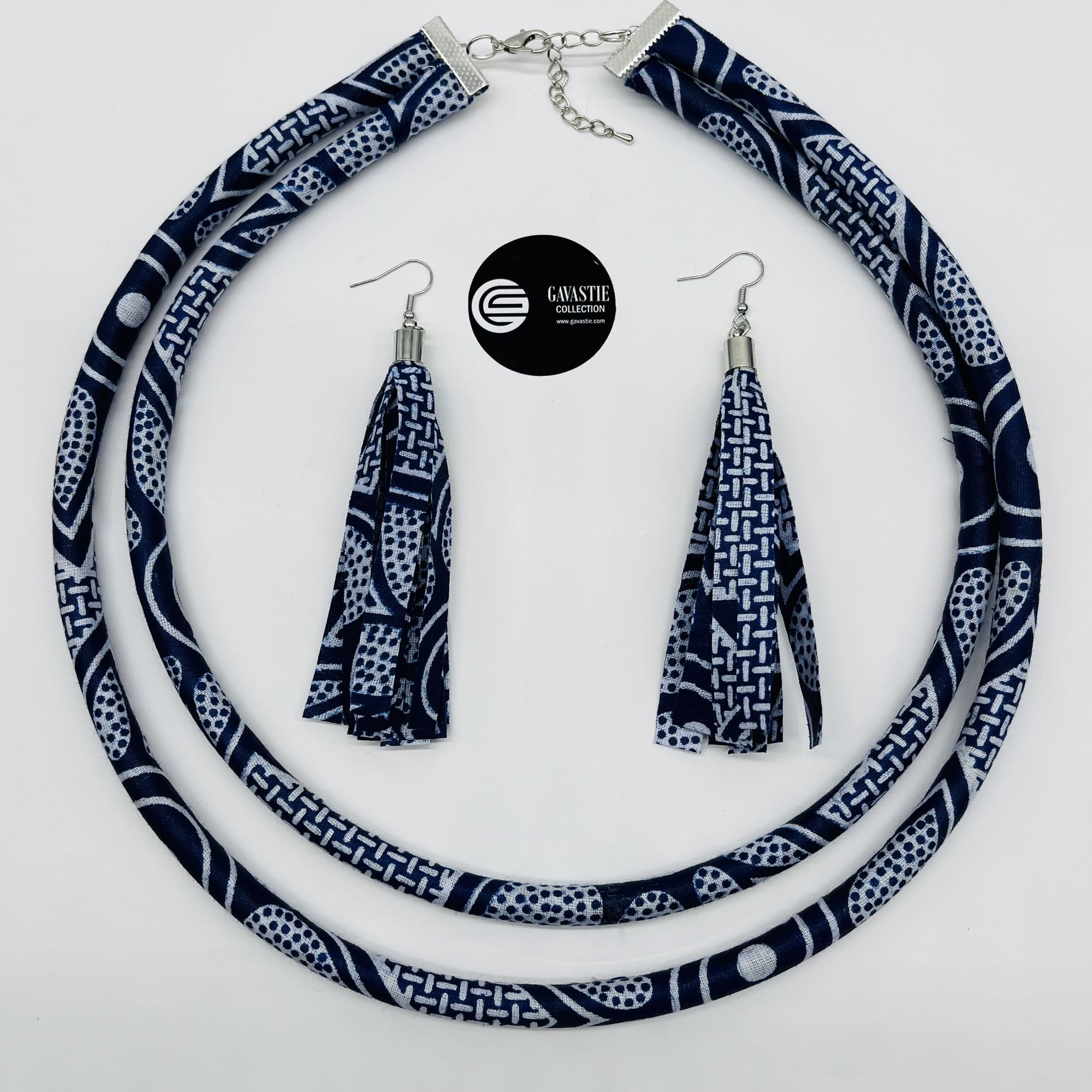 Nyamavhuvhu Double Layer African Maasai Style Boho Necklace/Headband Neck-ring and Tassel Earring Set - Image 5