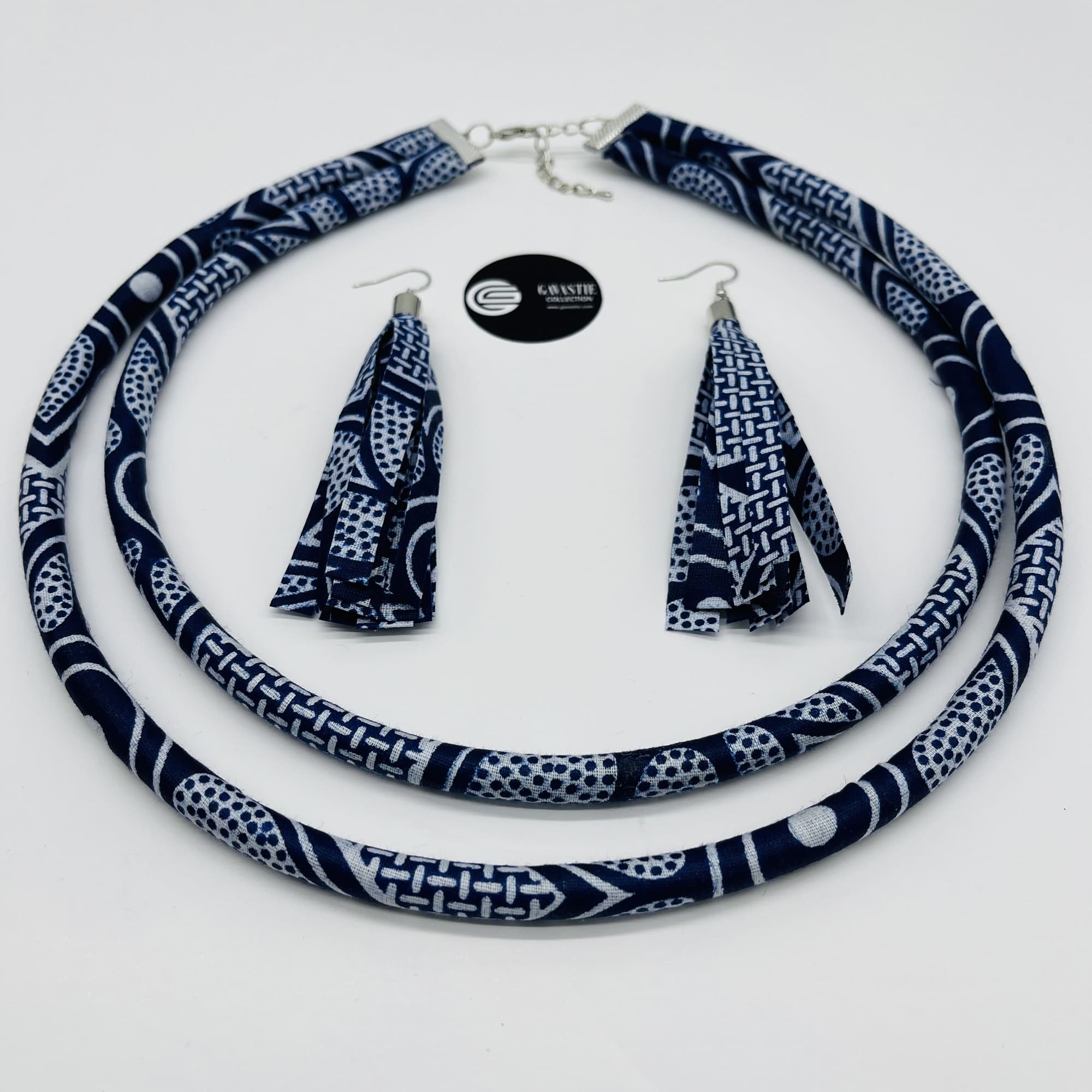 Nyamavhuvhu Double Layer African Maasai Style Boho Necklace/Headband Neck-ring and Tassel Earring Set - Image 4