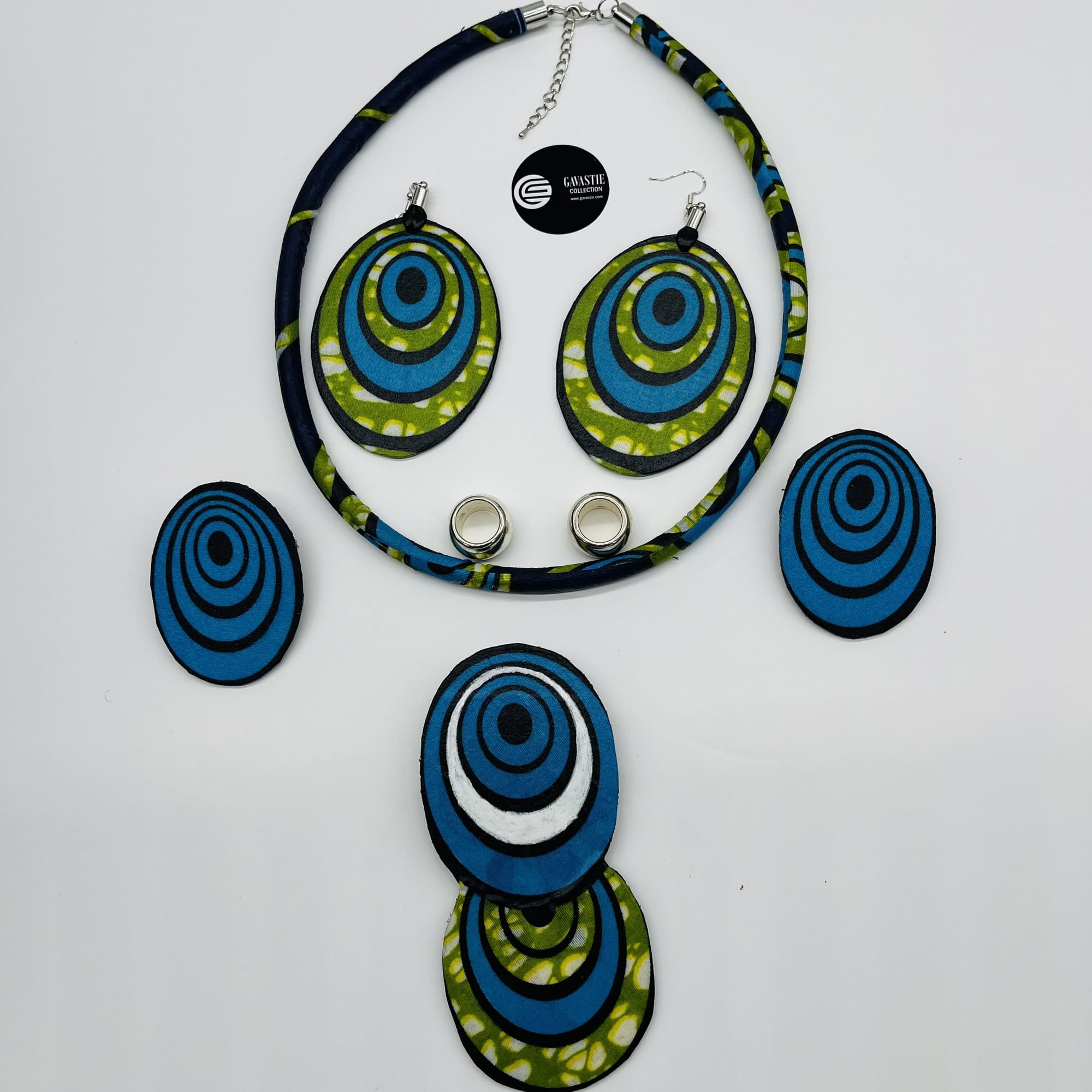Tausi 8-piece Modular African Maasai Style Boho Necklace/Headband Neck-ring and Earring Set - Image 4