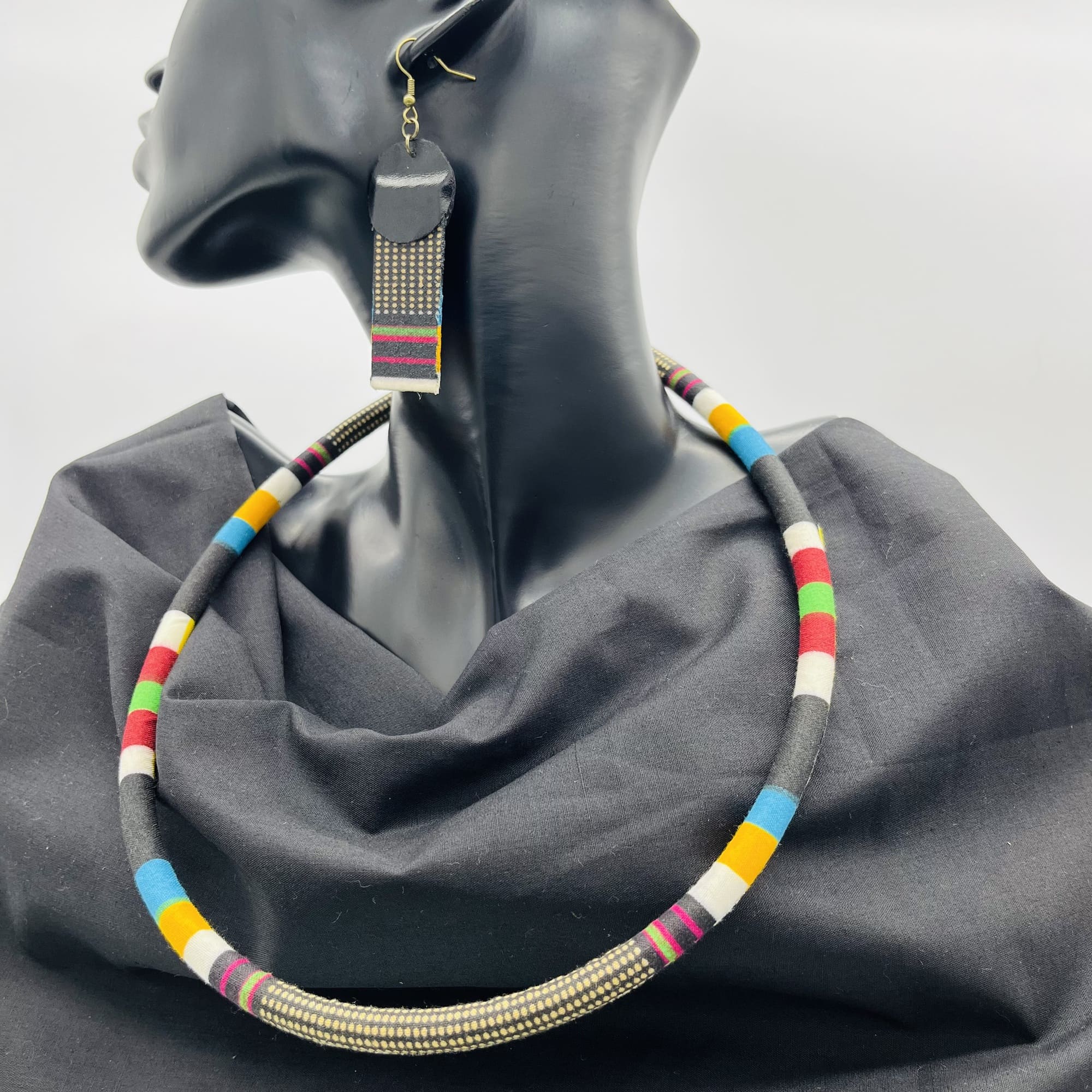 uNkwenkwezi African Maasai Style Boho Necklace/Headband Neck-ring with Matching Earrings - Image 7