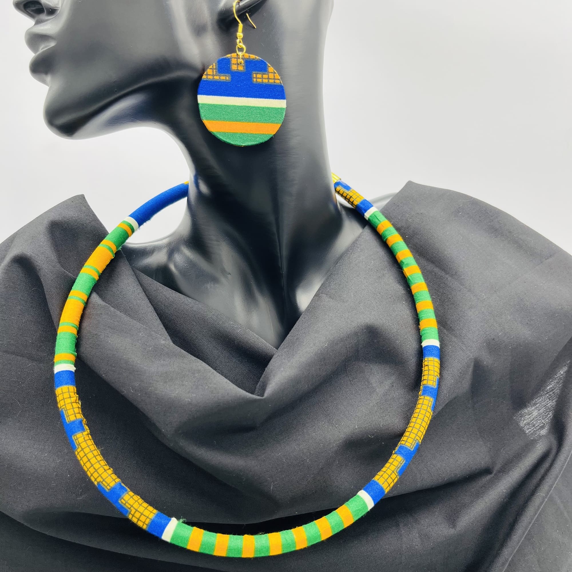 Zhizha African Maasai Style Boho Necklace/Headband Neck-ring with Matching Earrings