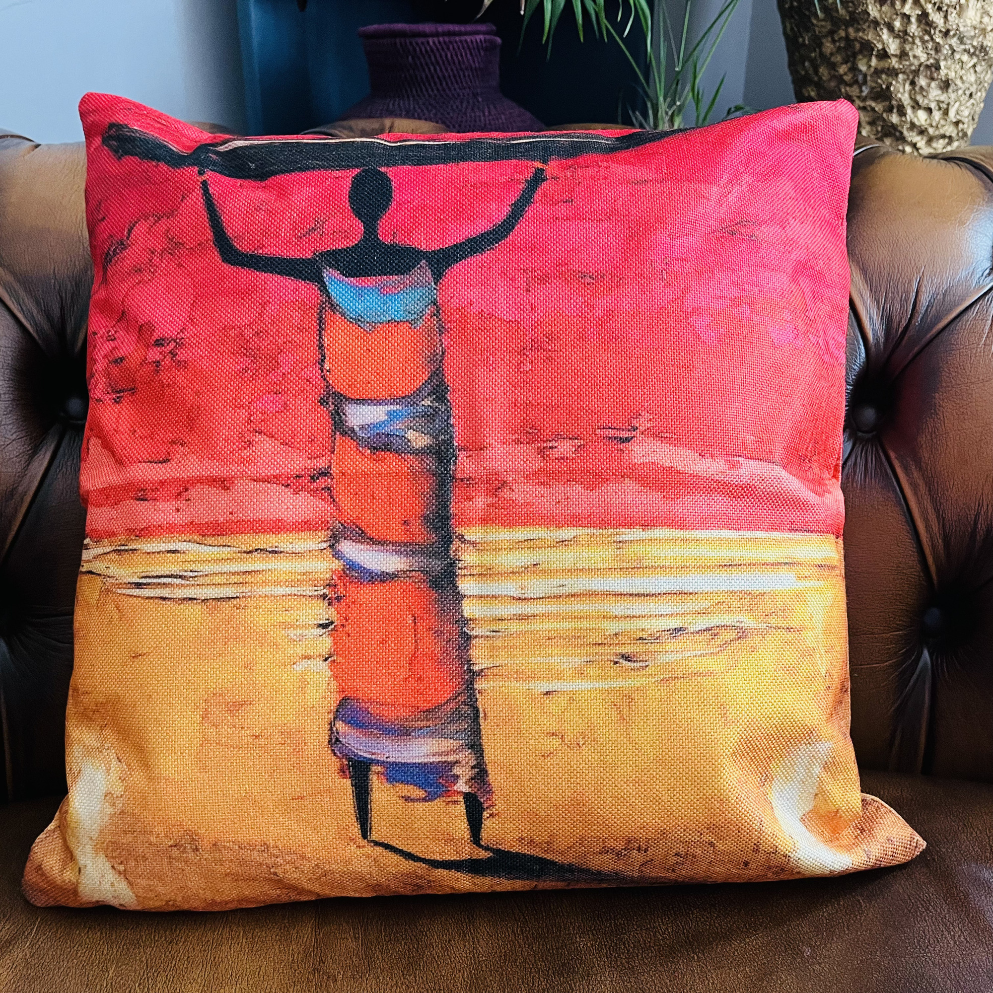Kubeba African Pattern Watercolour Tribal Ethnic Colourful Boho Cushion - Image 6