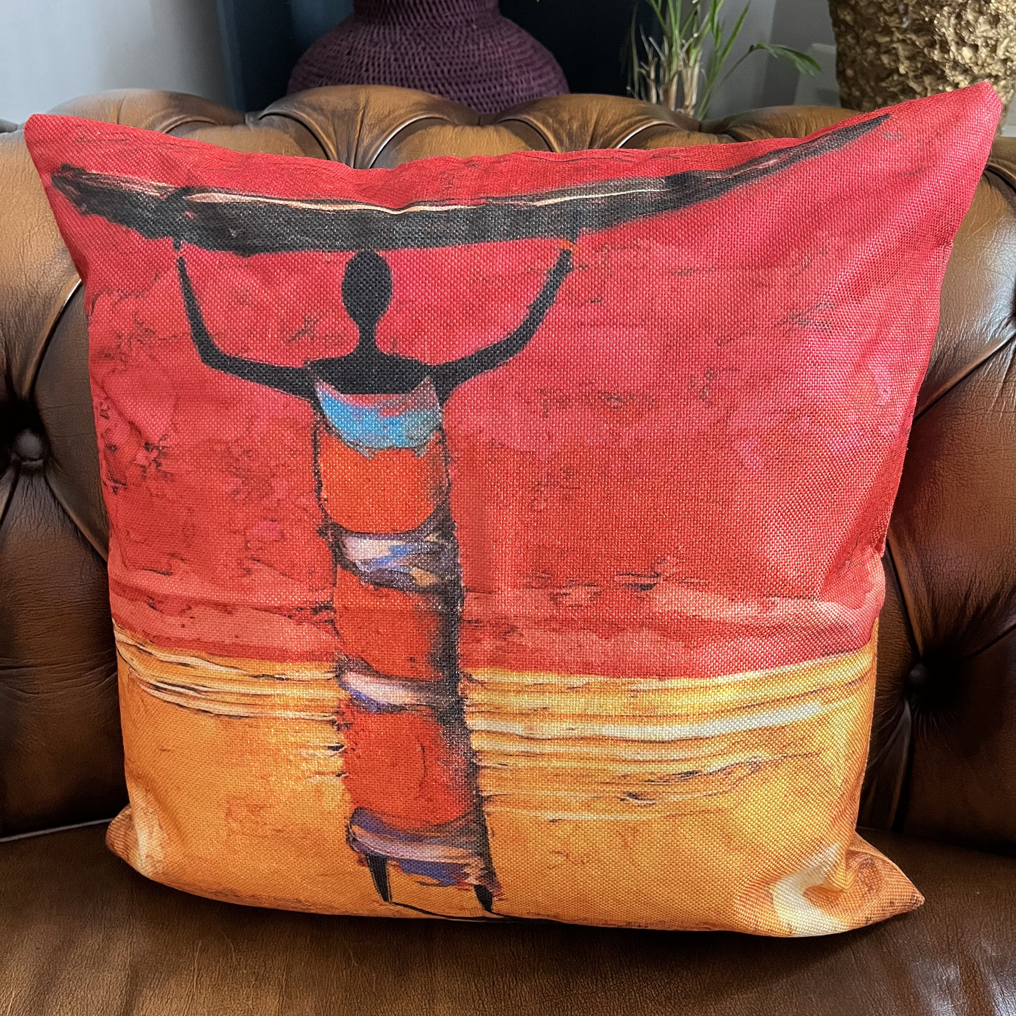 Kubeba African Pattern Watercolour Tribal Ethnic Colourful Boho Cushion - Image 3