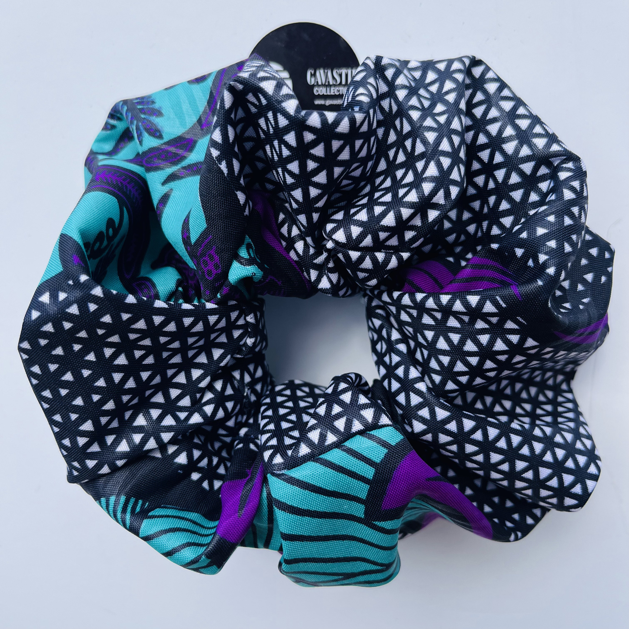 Scrunchie Jumbo XL Moyo Purple Blue Black African Print colourful