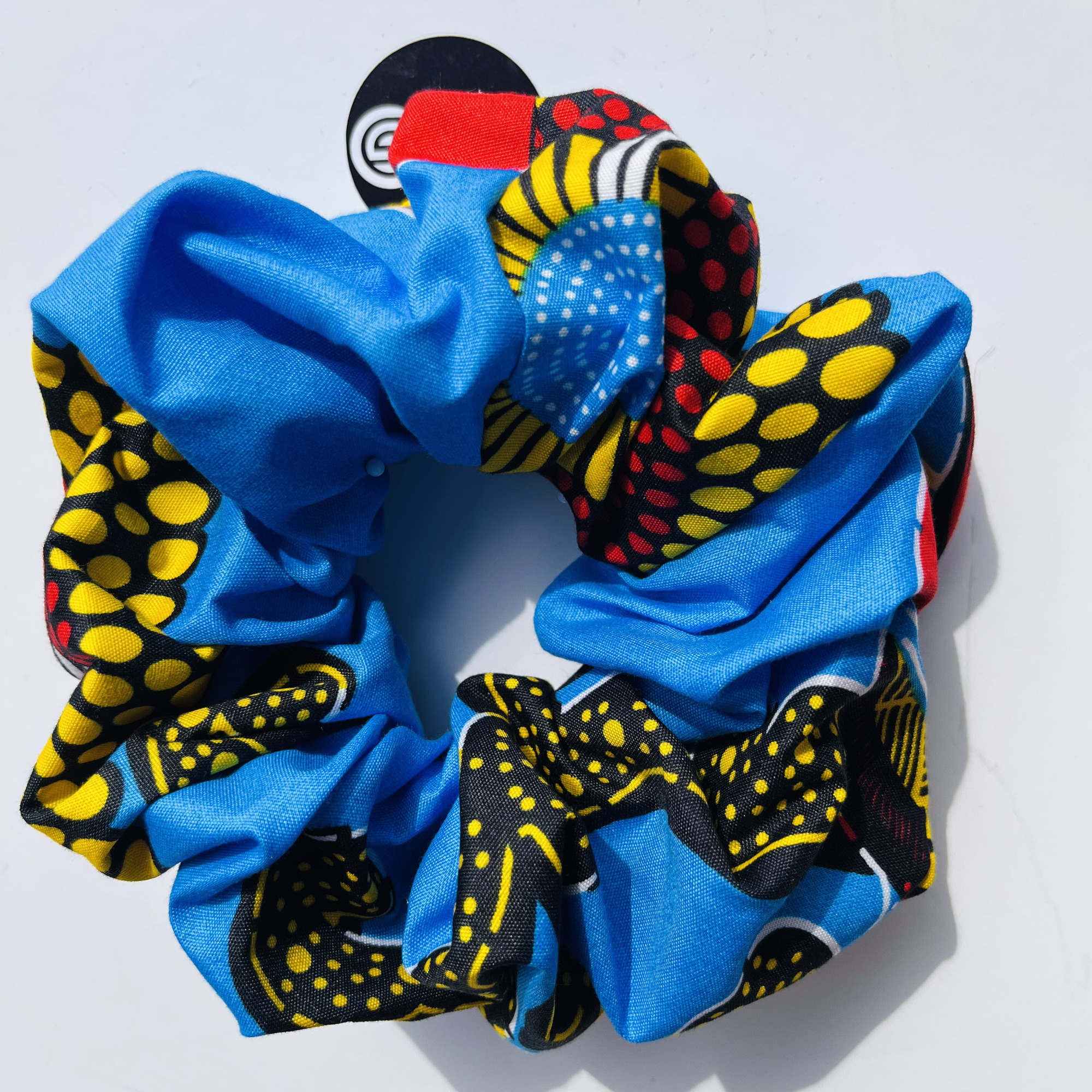 Scrunchie Jumbo XL Chikari Blue Red Yellow African Print colourful