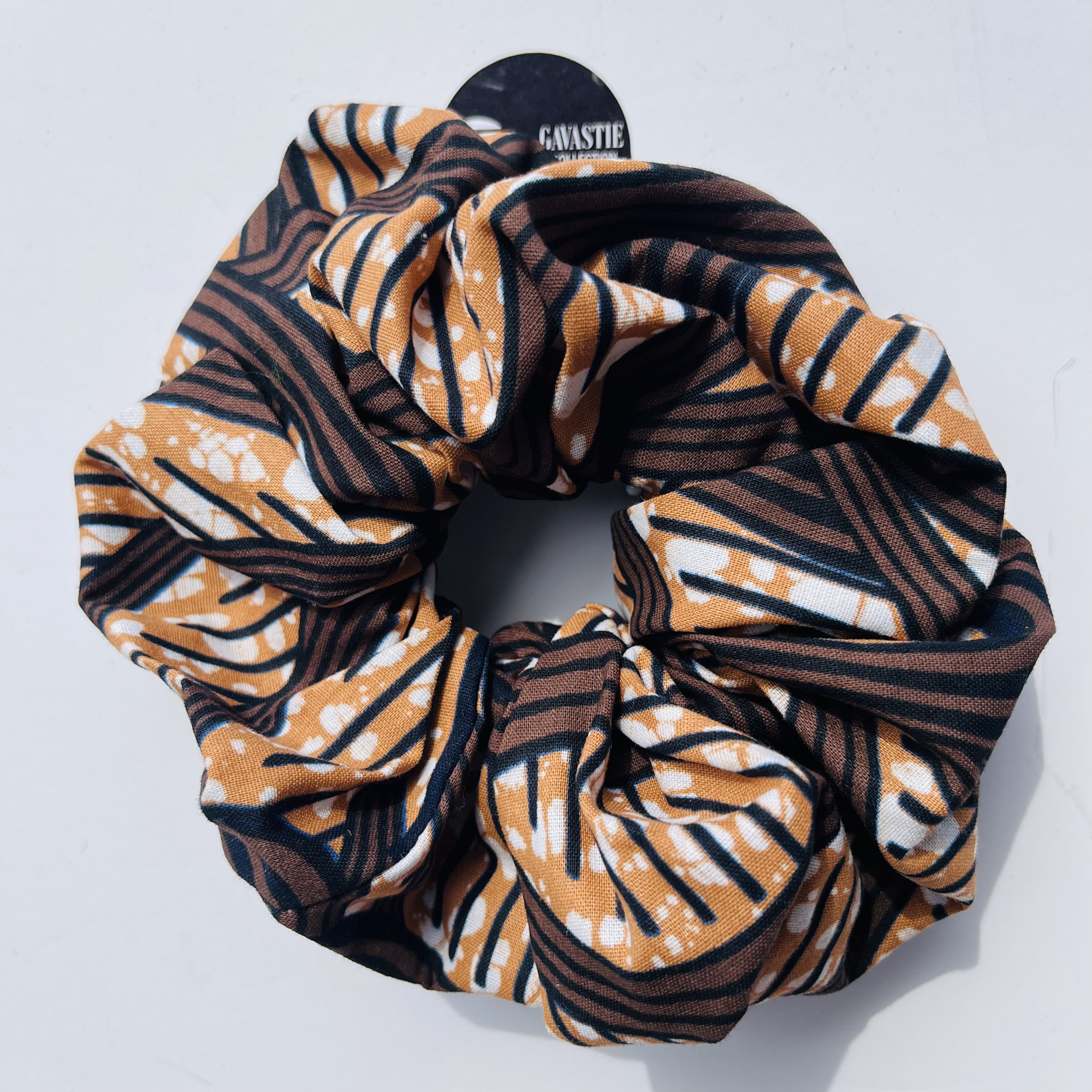 Scrunchie Jumbo XL Ankara Kitenge Brown Black African Print  colourful