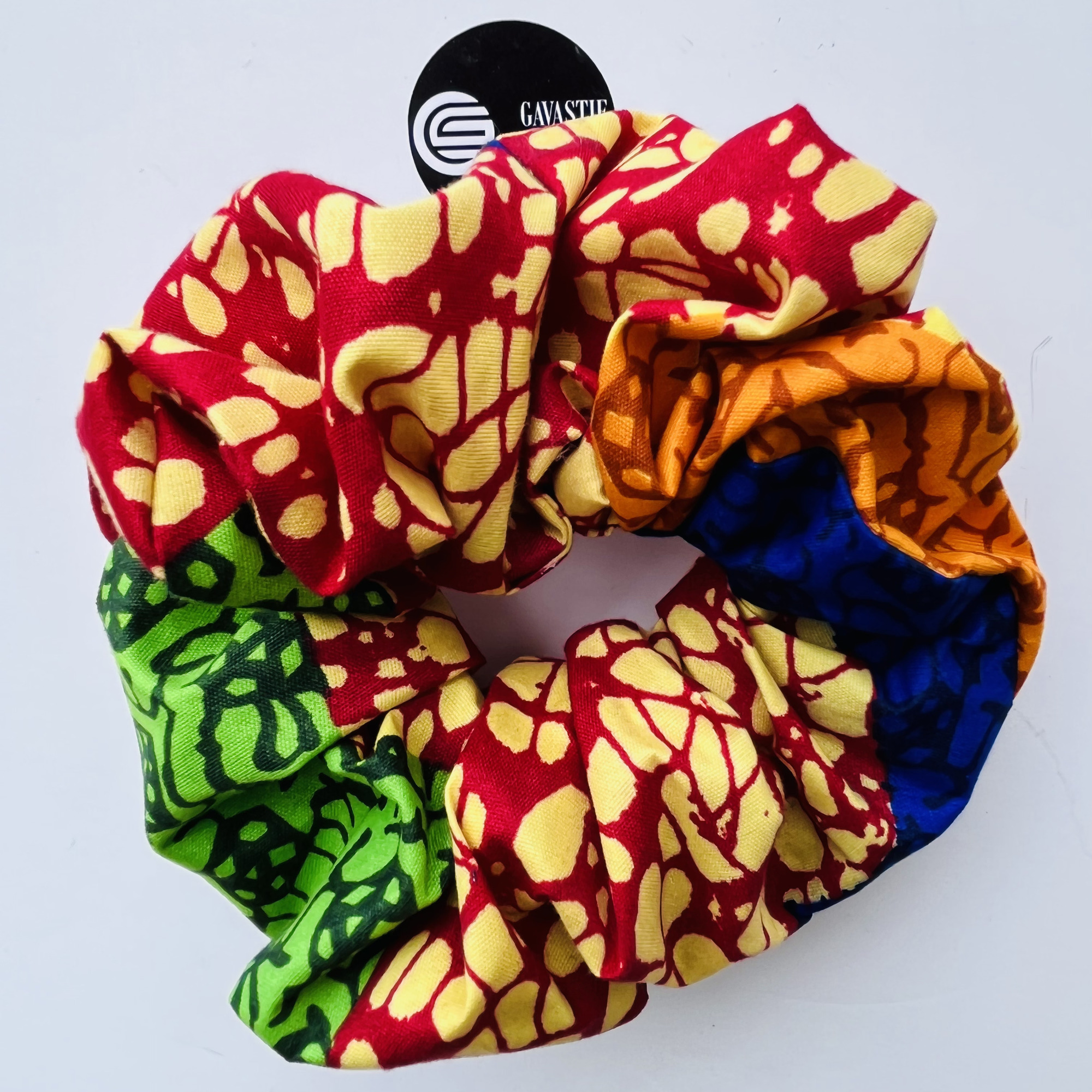 Scrunchie Jumbo XL Kiraka Blue Green Red Orange African Print colourful