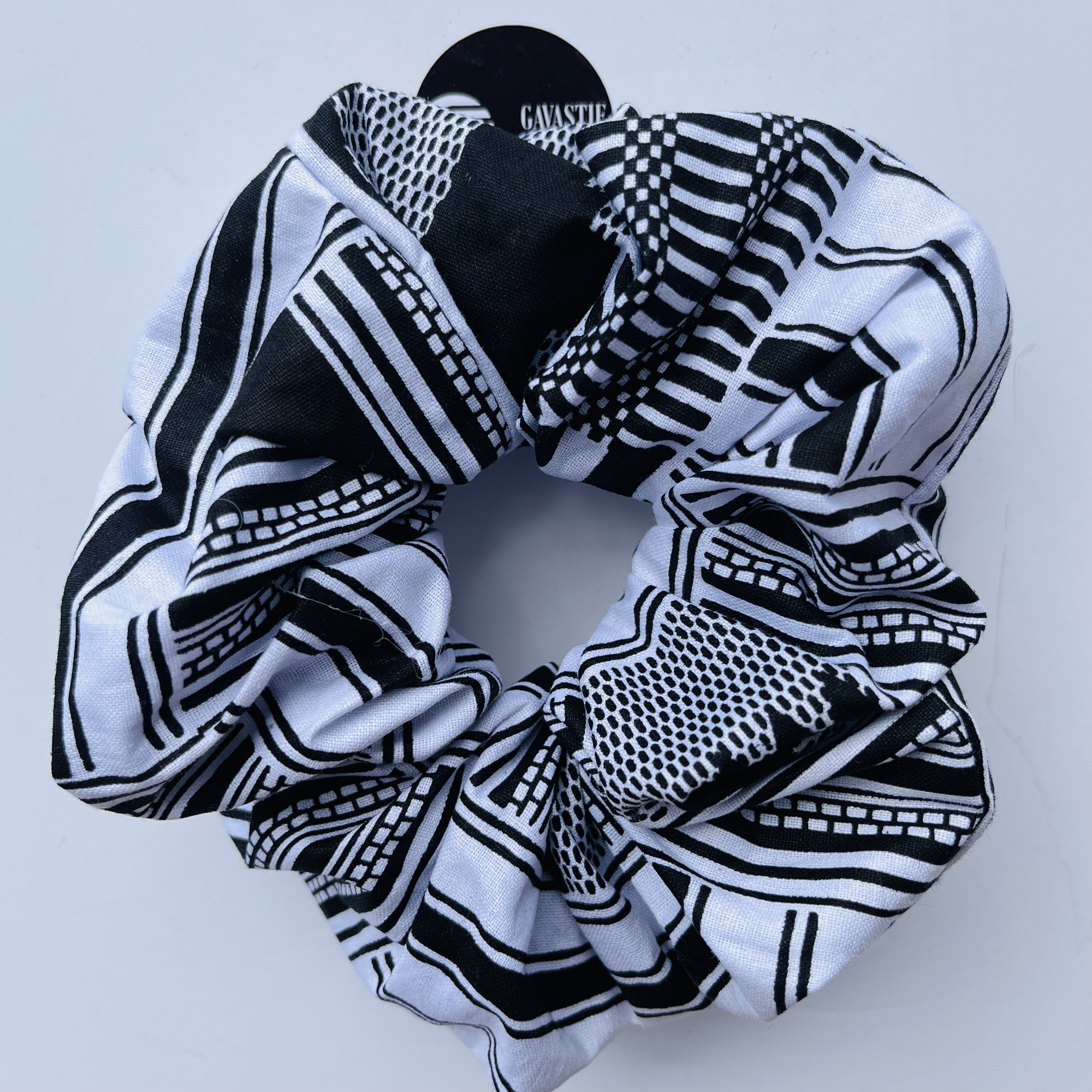 Scrunchie Jumbo XL Black and White Kente  African Print